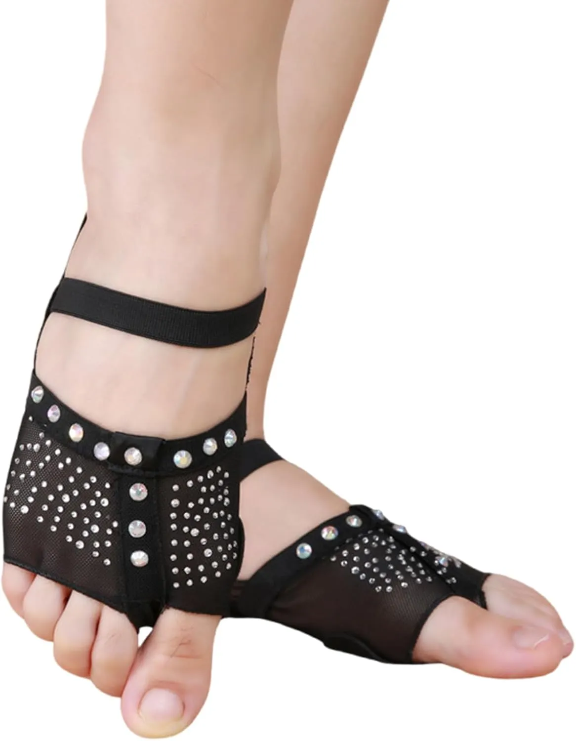 1 Pair Rhinestones Belly Dance Practice Shoes Belly Dance Foot Pad Slip Resistant Breathable for Beginner Professional