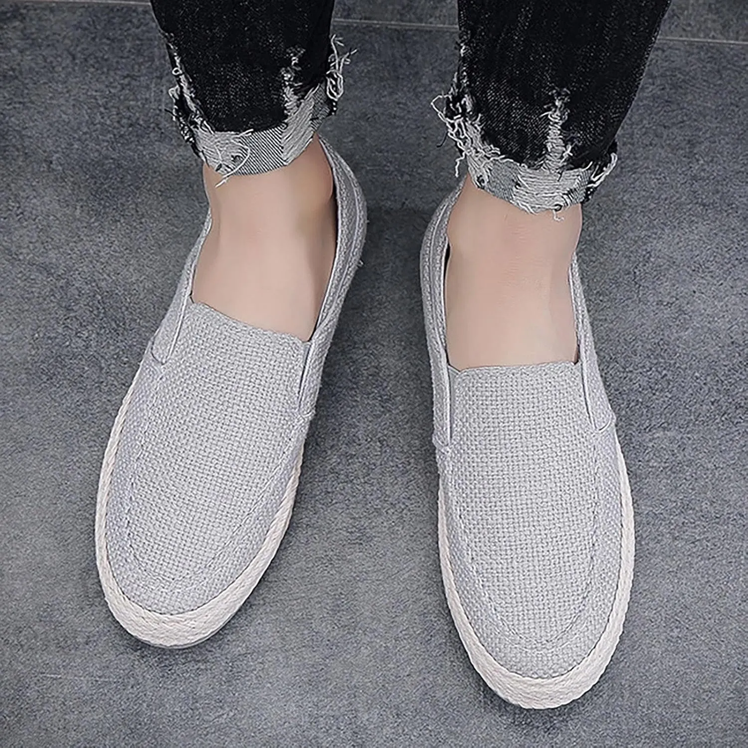 2022 Men's New Spring And Autumn Fisherman's Shoes Canvas Thick Soled Slip On Shoes Leather Tennis Shoes for Men Casual Soft