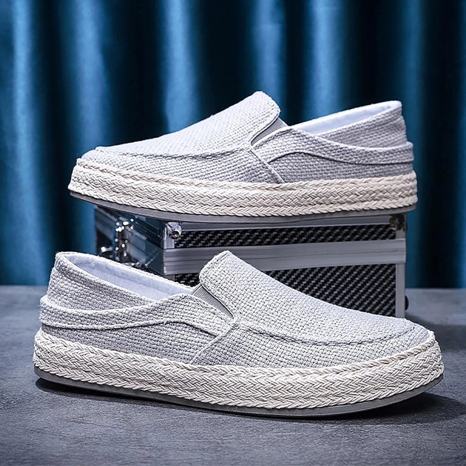 2022 Men's New Spring And Autumn Fisherman's Shoes Canvas Thick Soled Slip On Shoes Leather Tennis Shoes for Men Casual Soft