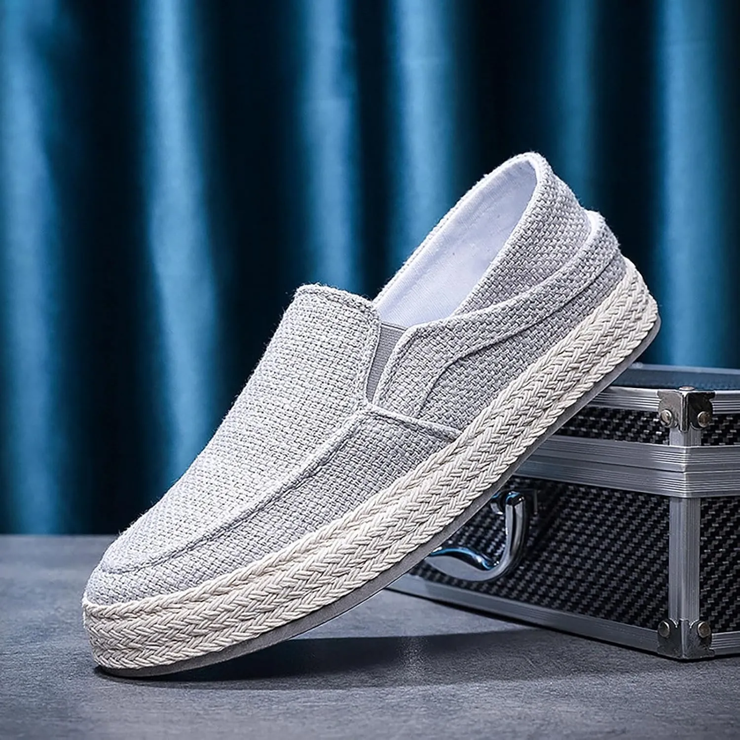 2022 Men's New Spring And Autumn Fisherman's Shoes Canvas Thick Soled Slip On Shoes Leather Tennis Shoes for Men Casual Soft