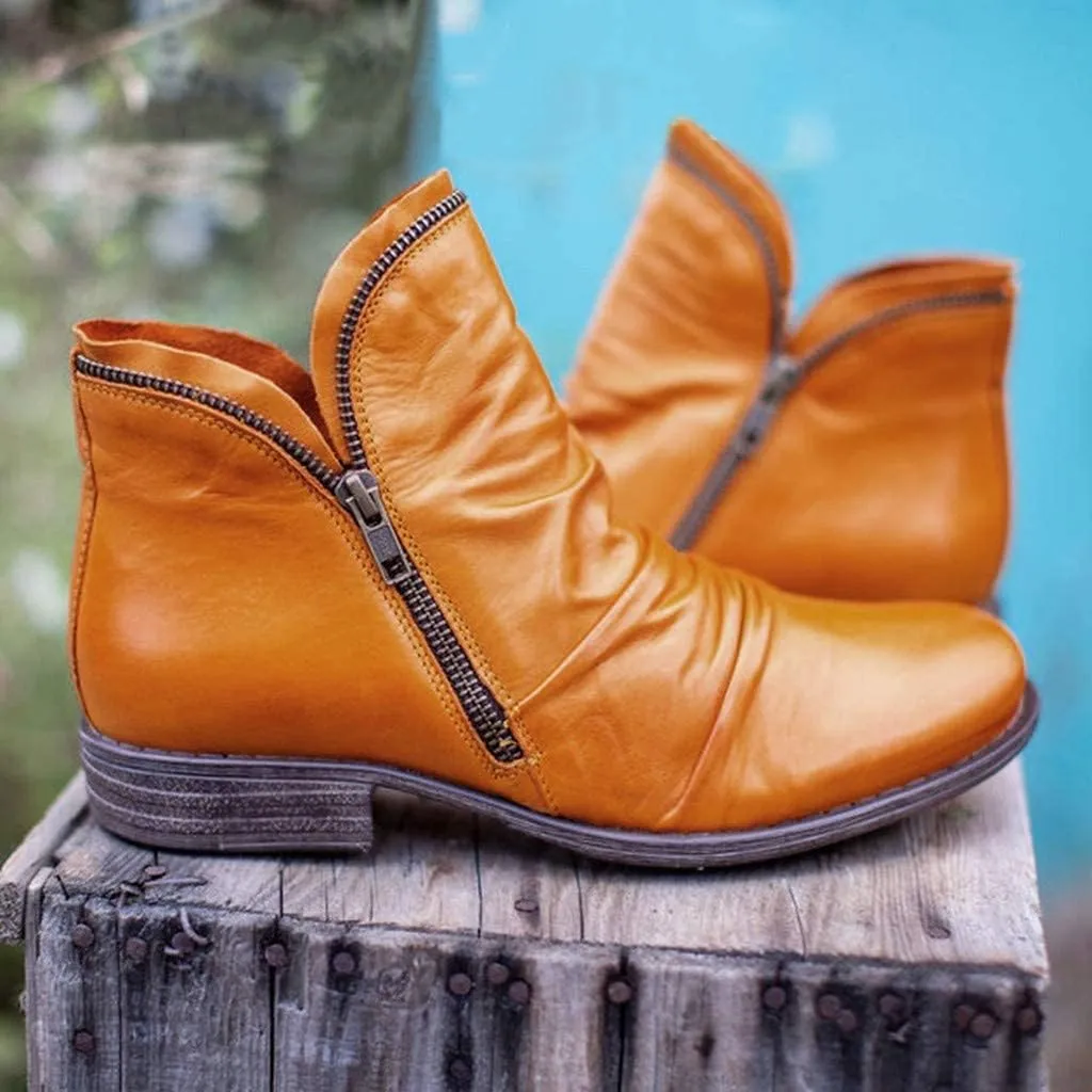 2025 Ankle Boots for Women Arch Support Womens Low Heel Fashion Lace Up Zipper Booties Casual Walking Short Bootie