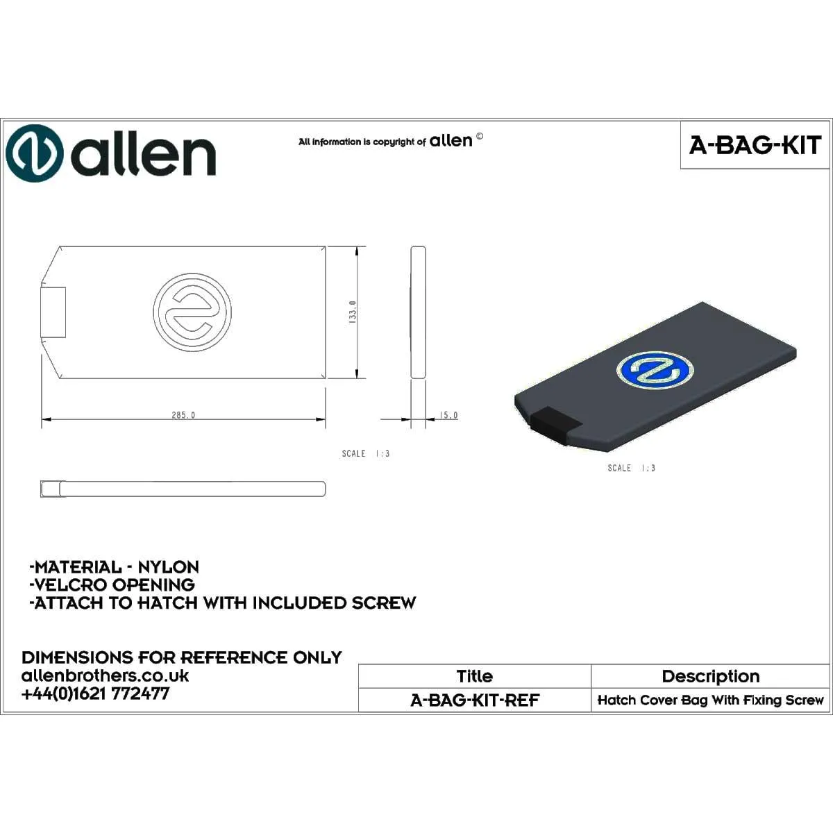 Allen 100mm Small Inspection Hatch Cover with Bag - Grey
