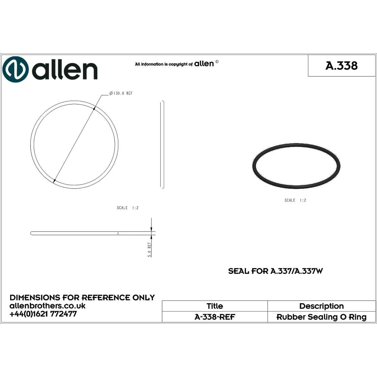 Allen Hatch Cover Rubber O Ring - Small