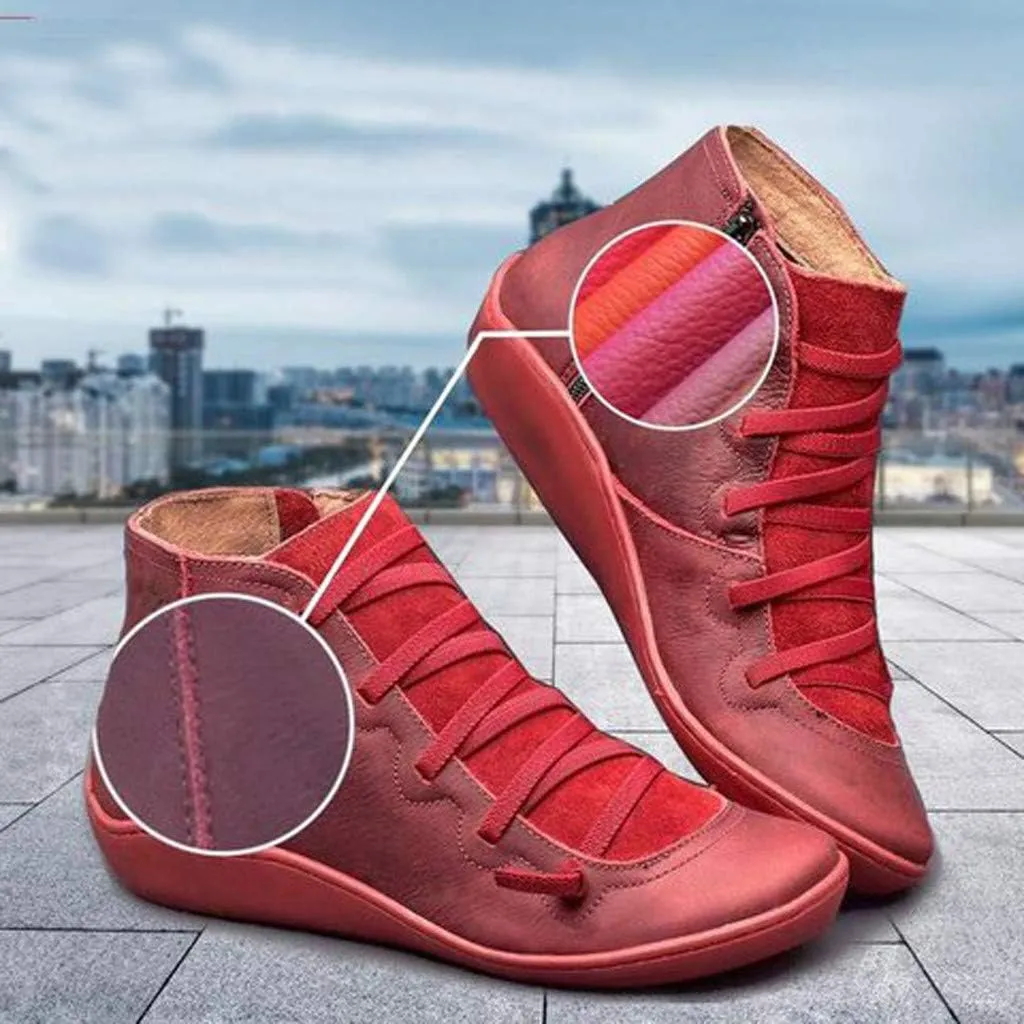 Ankle Boots for Women Arch Support Low Heel Booties Fashion Lace Up Zipper Fall Boots Casual Walking Short Boots
