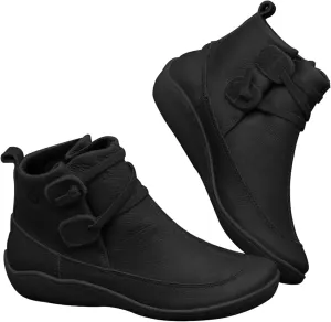 Ankle Boots for Women Brown Booties for Women Comfortable Boots for Women Flat Boot Laces Lightweight Cute Round Toe Cut Out Chunky Stacked Heel Slip on