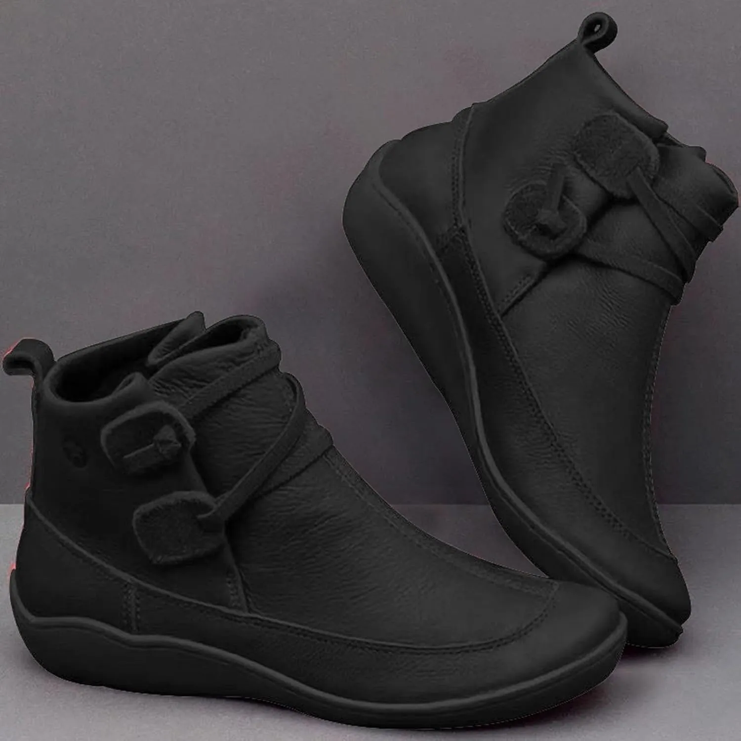 Ankle Boots for Women Brown Booties for Women Comfortable Boots for Women Flat Boot Laces Lightweight Cute Round Toe Cut Out Chunky Stacked Heel Slip on