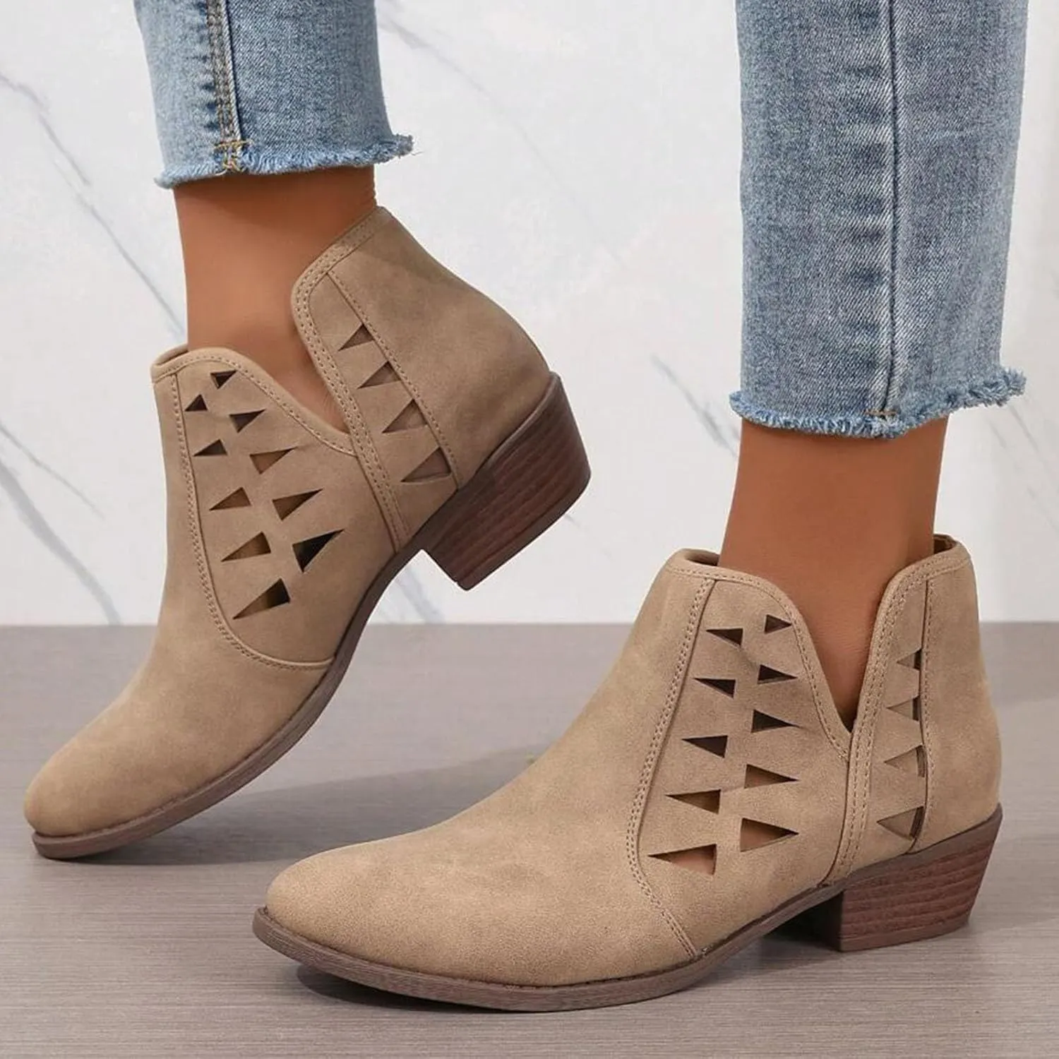 Ankle Boots for Women Fall Boots for Women 2024 Fashion Women Low Ankle Pointed Toe Ankle Ladies Shoes Leisure Dressy