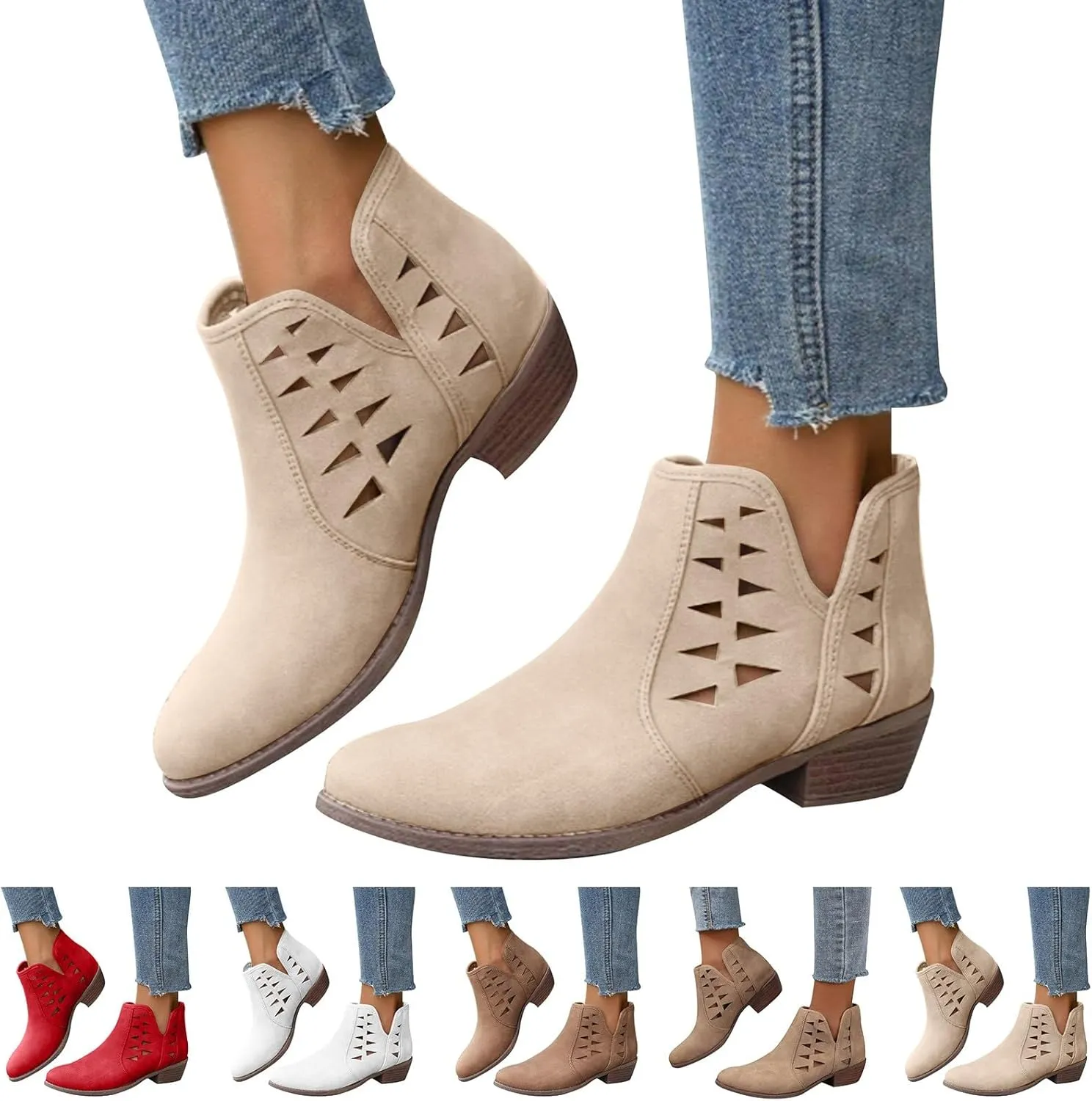 Ankle Boots for Women Fall Boots for Women 2024 Fashion Women Low Ankle Pointed Toe Ankle Ladies Shoes Leisure Dressy