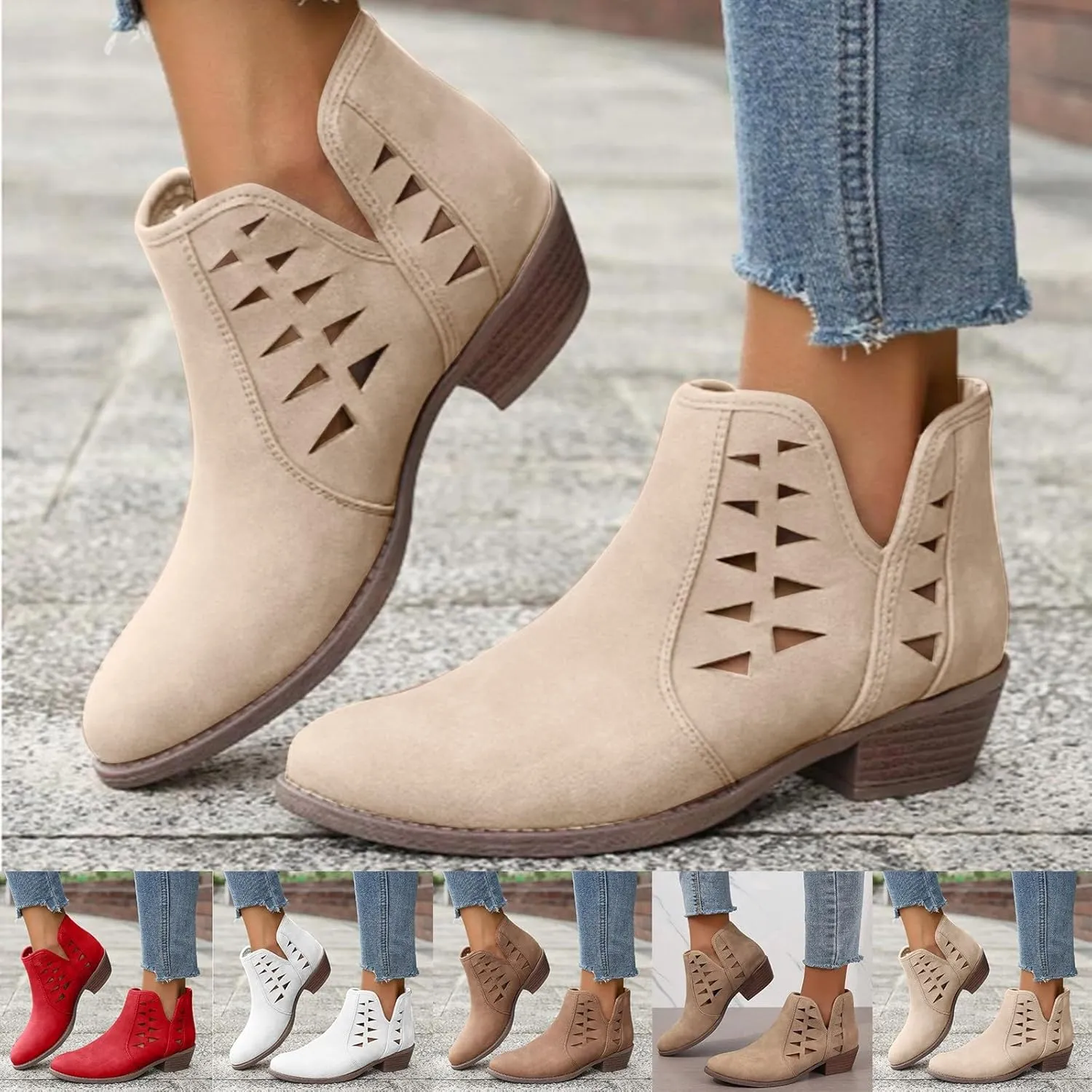 Ankle Boots for Women Fall Boots for Women 2024 Fashion Women Low Ankle Pointed Toe Ankle Ladies Shoes Leisure Dressy