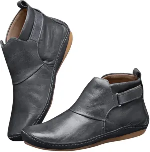 Ankle Boots for Women No Heel,2022 New Arch Support Boots Side Zipper Vintage Leather Damping Shoes Flat Heel Booties
