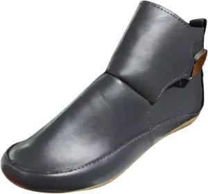 Ankle Boots for Women Side Zipper Flat Heel Booties Vintage Leather Damping Boots No Heel Arch Support Booties