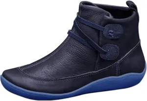 Ankle Boots for Women Vintage Leather Ankle Boots Arch Support Ankle Booties Casual Flat Heel Comfy Short Boots