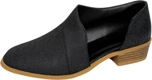 Ankle Boots for Women, Women Fashion Pointed Side Hollowed Out Low Heel Deep Cut Pointed Boots Slip On Low Ankle Boots