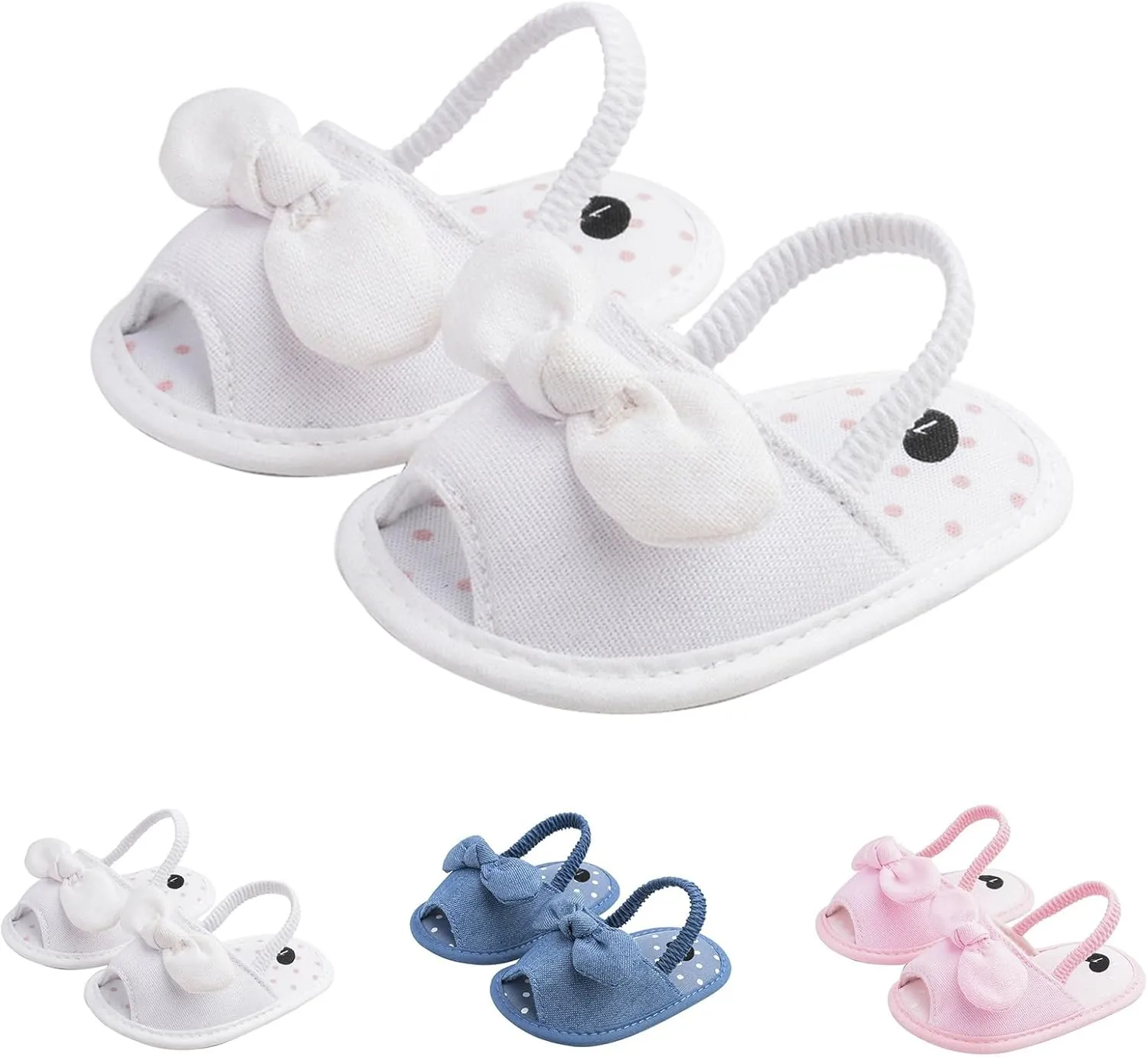 Baby Ballerina Sandals with Bowknot Infant Girls Summer Flat Platform First Walking Slipper Non-Slip Dress Shoes