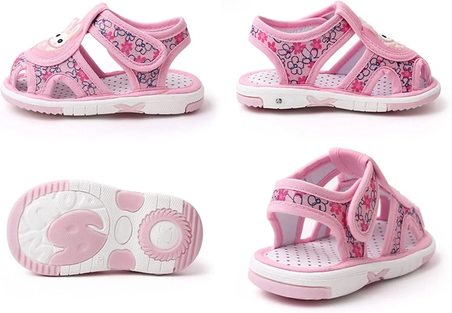 Baby Boys Girls Cartoon Bunny First Walking Sandals Toddler Lightweight Closed Toe Non Slip Summer Casual Shoes