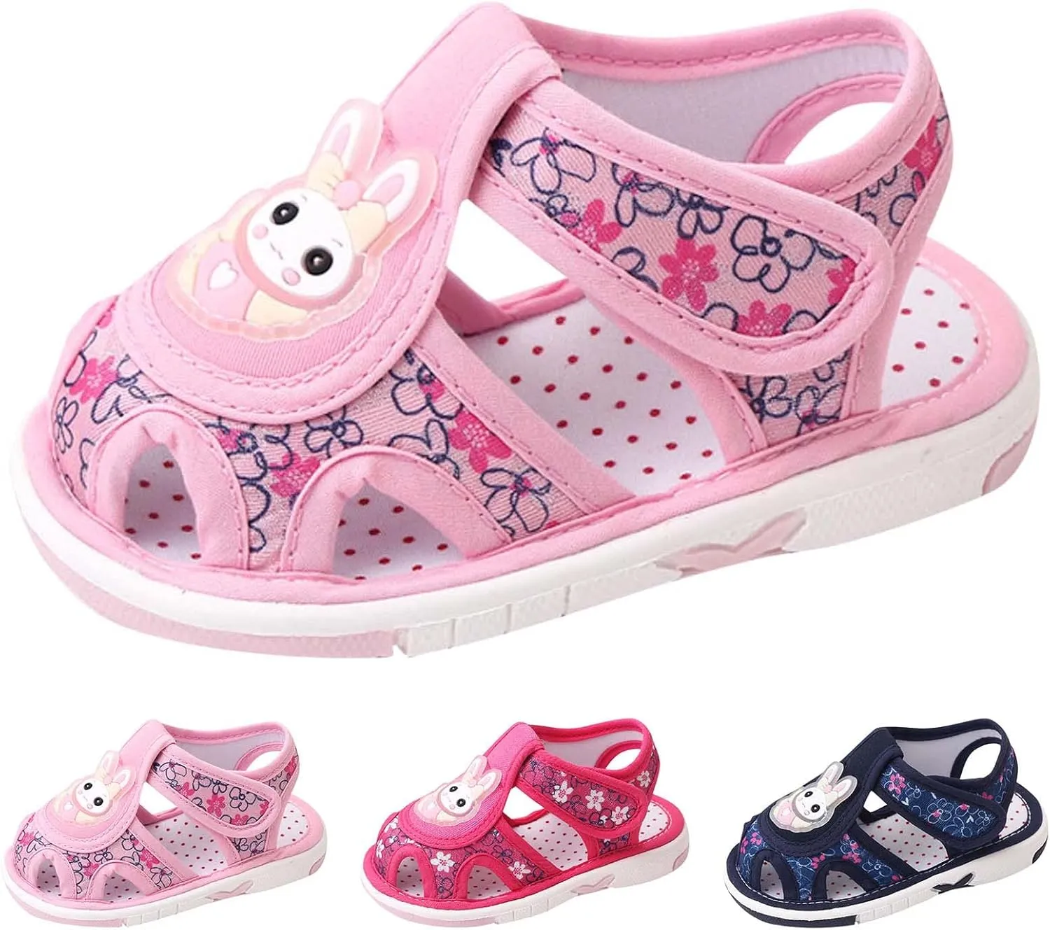 Baby Boys Girls Cartoon Bunny First Walking Sandals Toddler Lightweight Closed Toe Non Slip Summer Casual Shoes