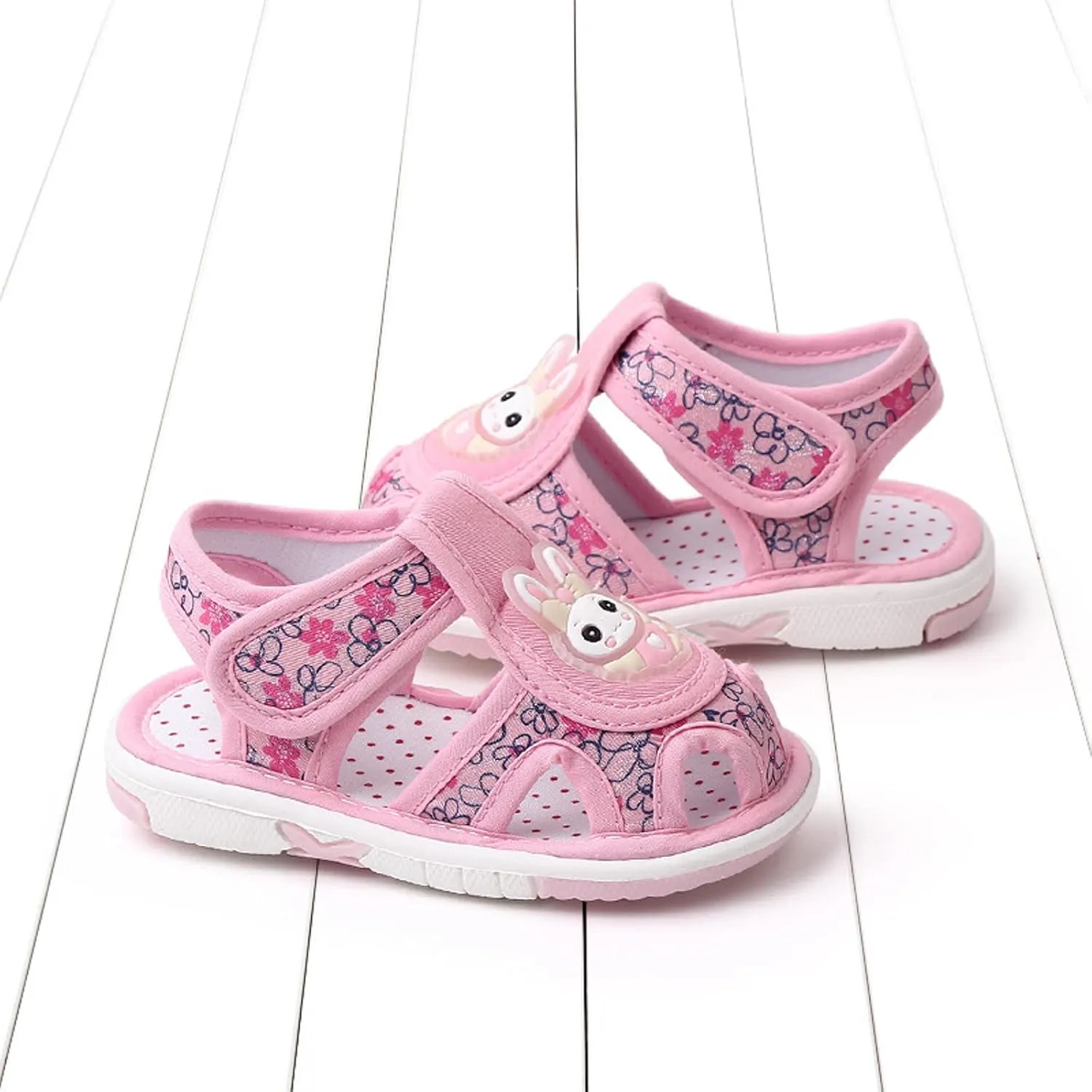 Baby Boys Girls Cartoon Bunny First Walking Sandals Toddler Lightweight Closed Toe Non Slip Summer Casual Shoes