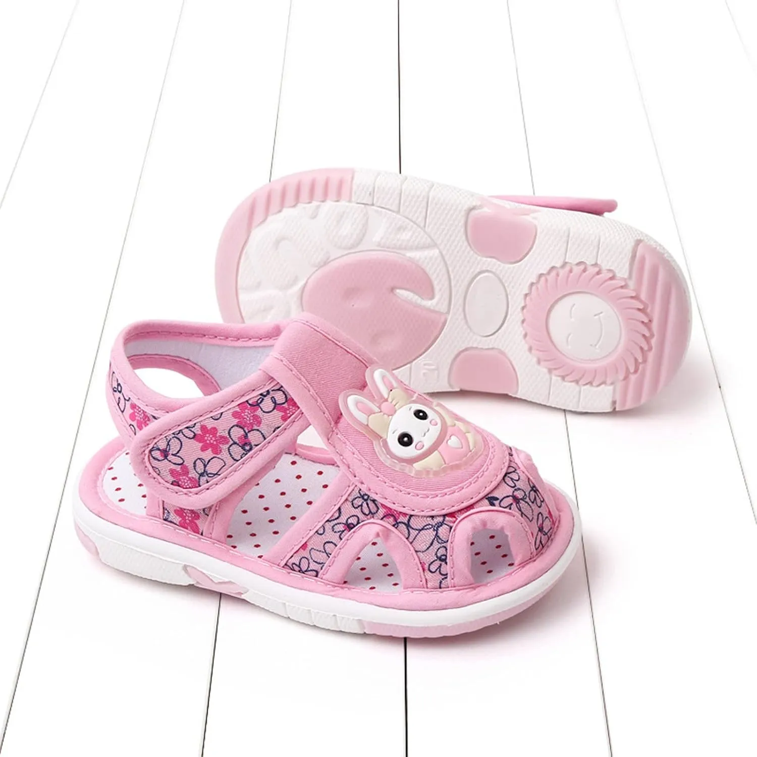 Baby Boys Girls Cartoon Bunny First Walking Sandals Toddler Lightweight Closed Toe Non Slip Summer Casual Shoes