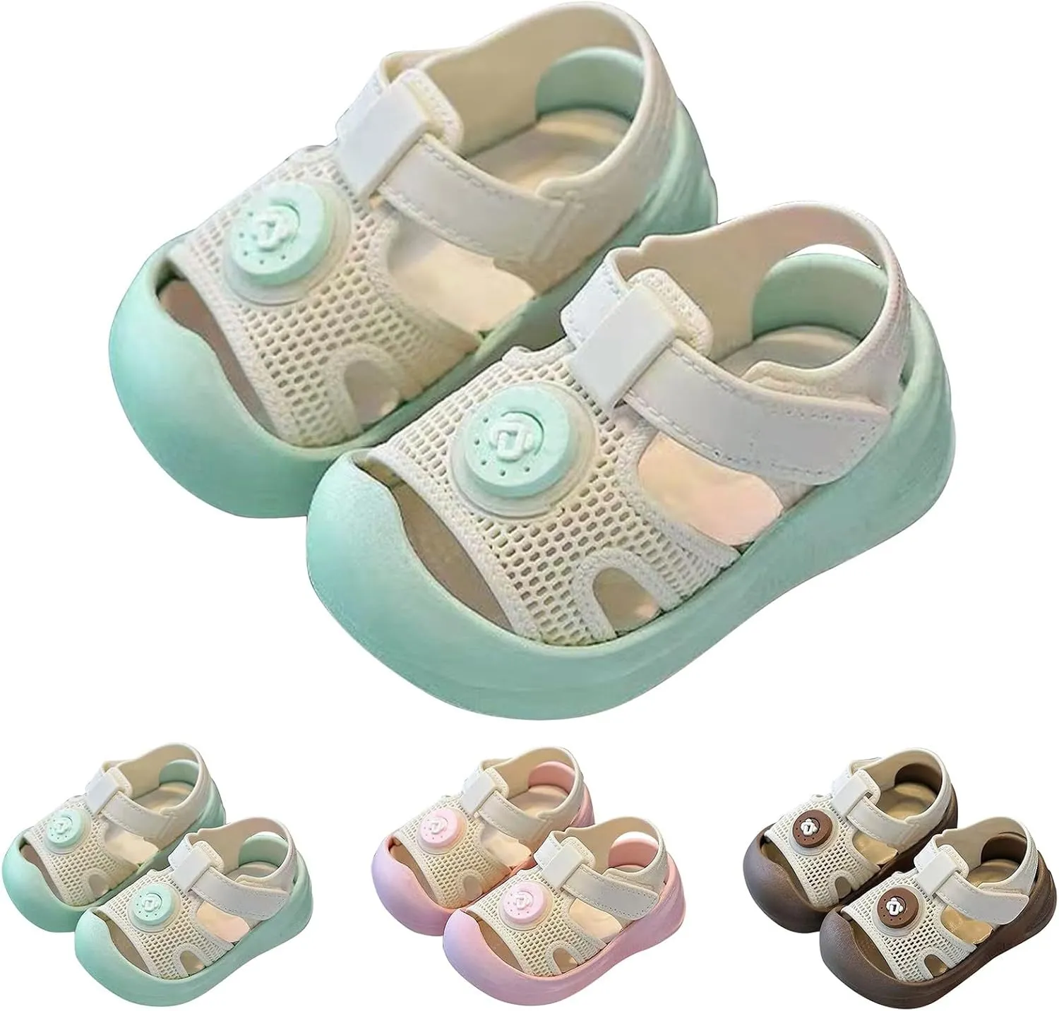 Baby First Walking Sandals Lightweight Closed Toe Non Slip Platform Summer Outdoor Sneakers for Infant Boys Girls