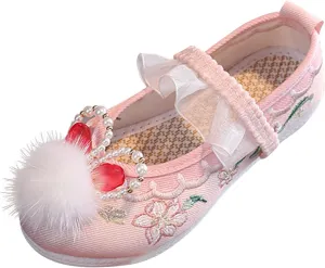 Baby Girl Shoe Girls Flat Bottomed Embroidered Sandals Fashionable Antique Costume Children Performance Shoes