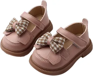 Baby Girls Mary Jane Chunky Flat Infant Platform Slip On Heel Round Toe Leather Bow School niform Dress Shoes