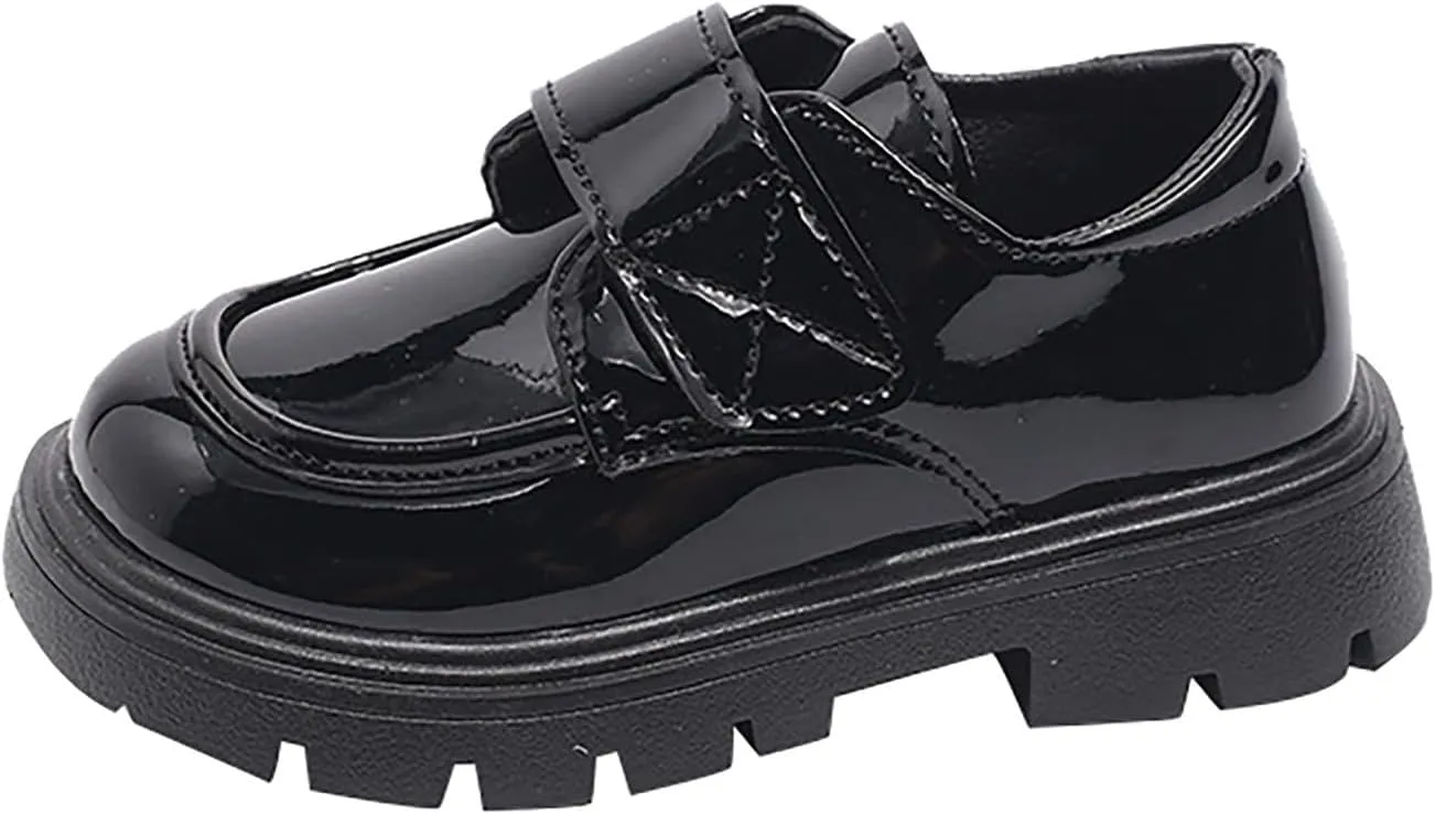 Baby Girls Platform Loafers, Chunky Loafers for Kids, Non-Slip Texture ??xfords PU Leather Wedding Dress Shoes