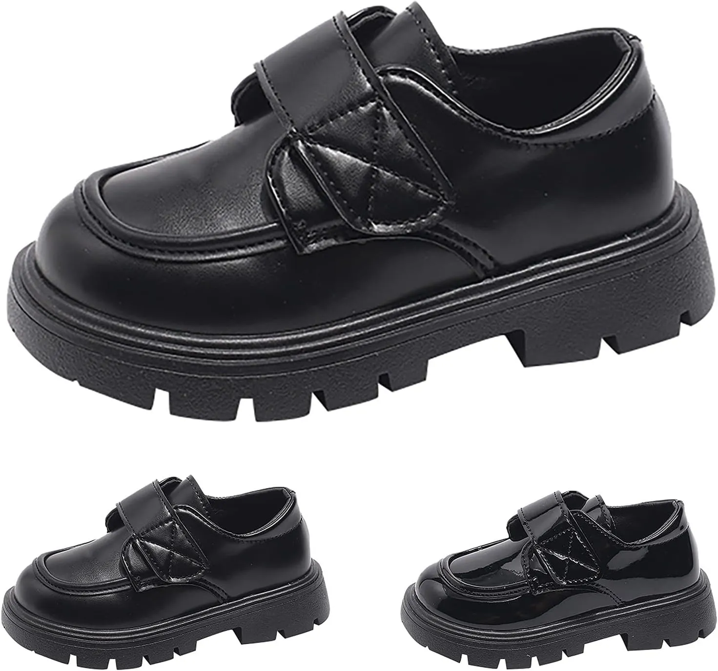 Baby Girls Platform Loafers, Chunky Loafers for Kids, Non-Slip Texture ??xfords PU Leather Wedding Dress Shoes