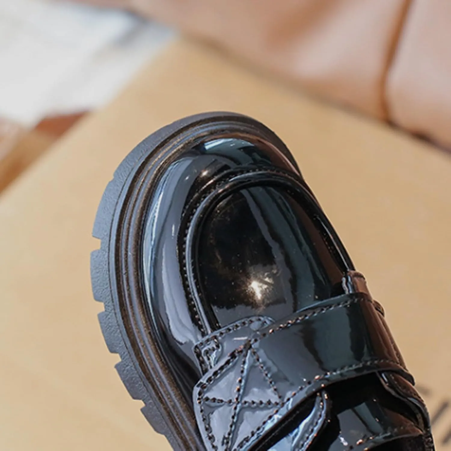 Baby Girls Platform Loafers, Chunky Loafers for Kids, Non-Slip Texture ??xfords PU Leather Wedding Dress Shoes