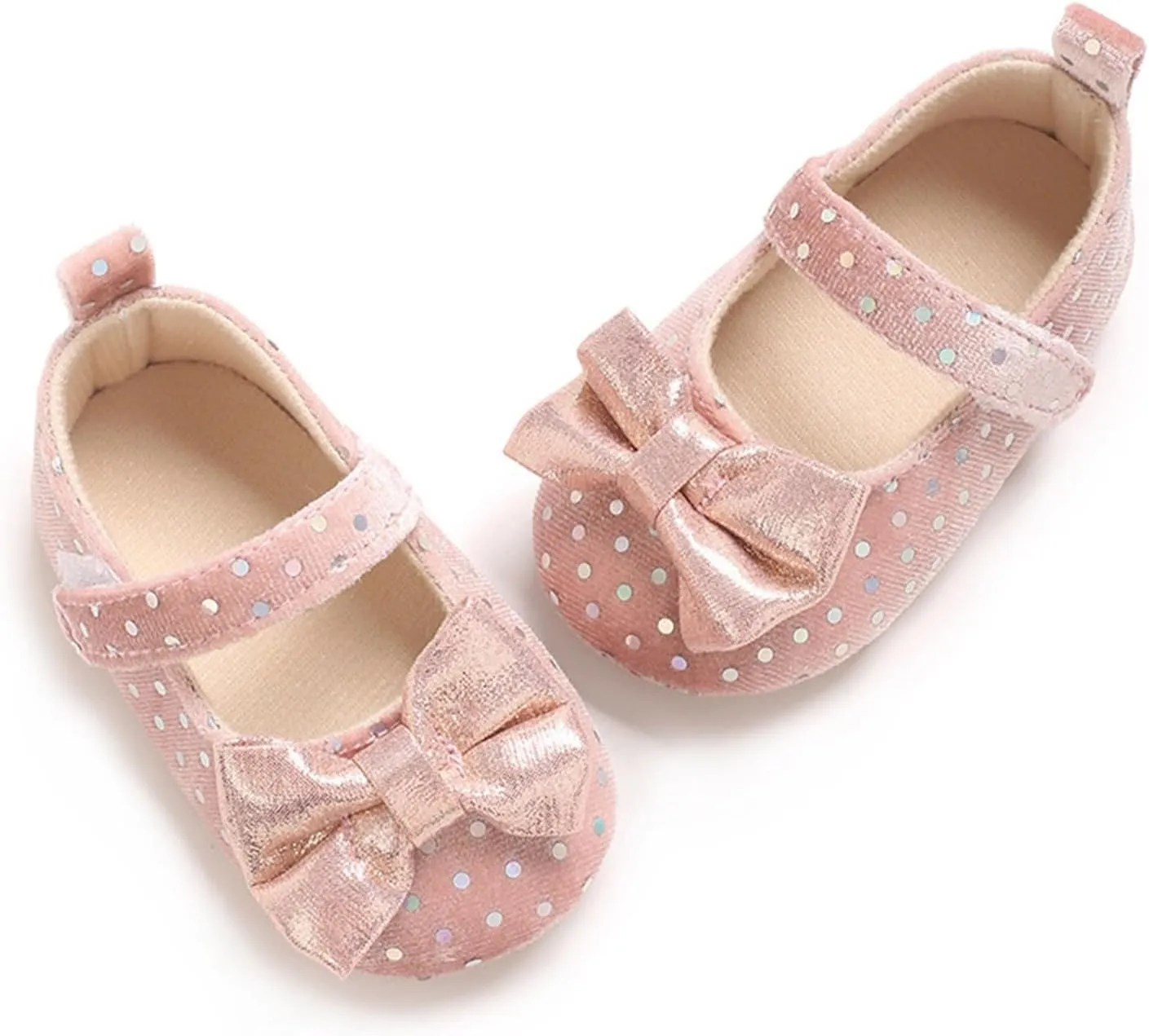 Baby Girls Sequin Bow Summer Sandals Toddler Infant Knitted Shinny Polka Dot Strap Soft Sole Solid Color Casual Shoes