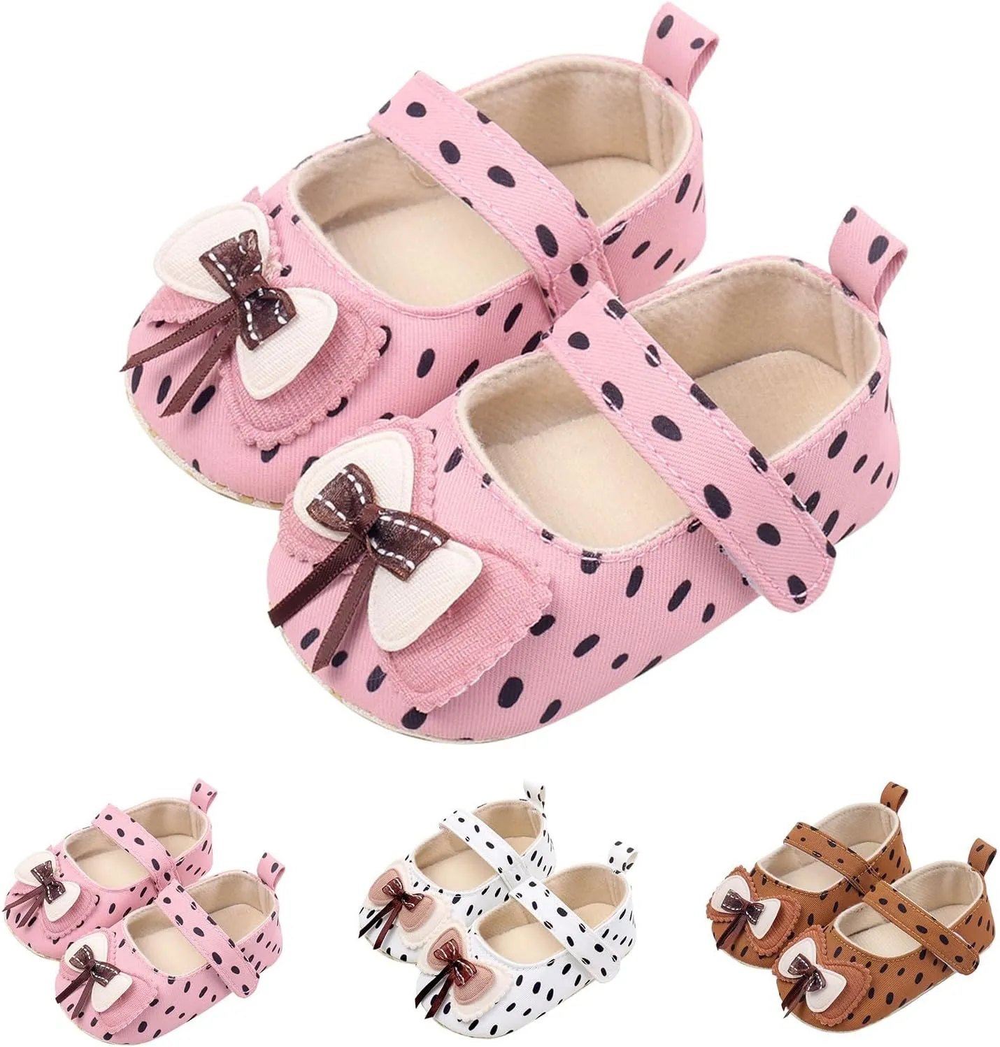 Baby Kids Girls Bow Summer Sandals Toddler Infant Cute Polka Dot Solid Color Soft Sole Non Slip Flats Casual Shoes