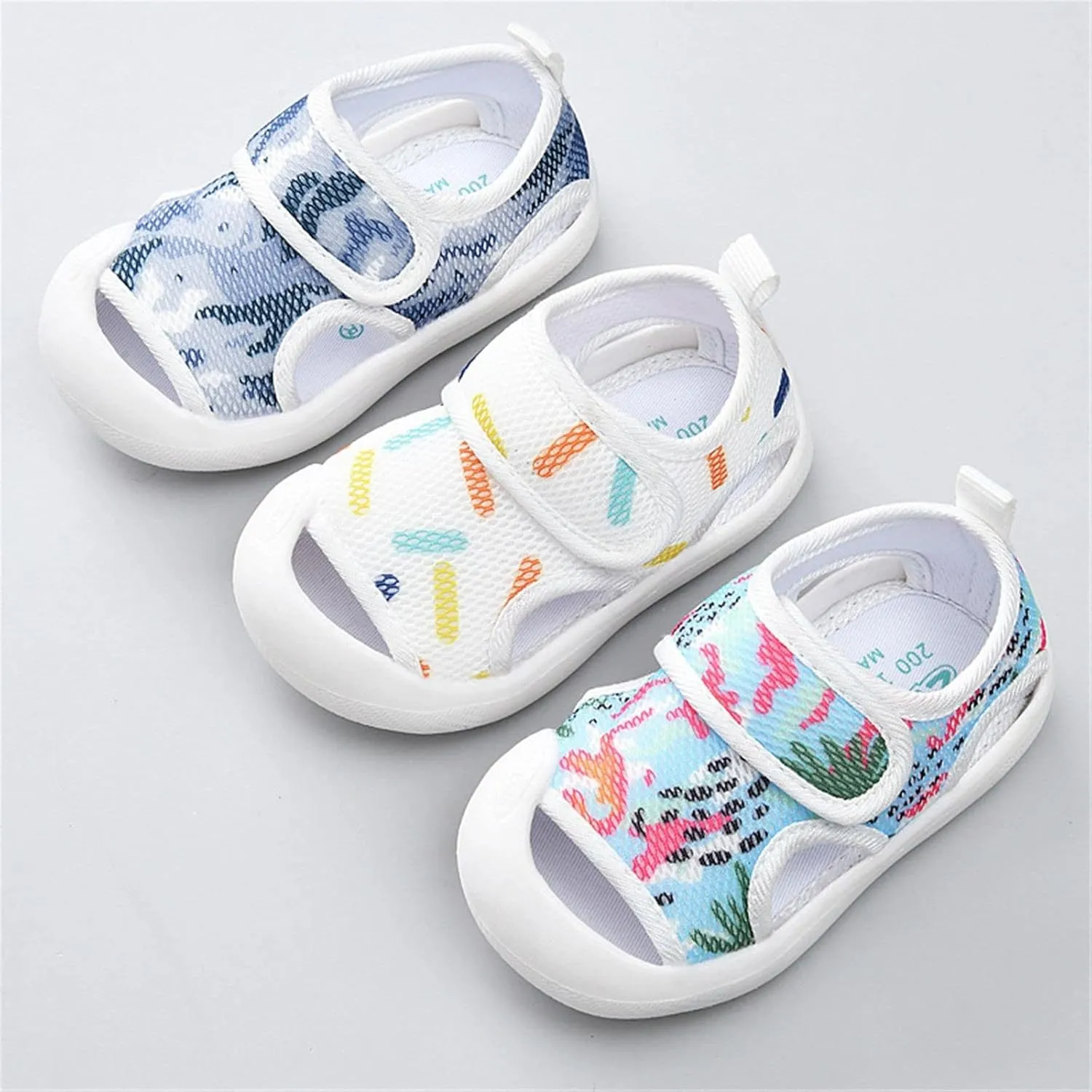 Baby Sandals Breathable Mesh Rubber Sole Non-Slip Outdoor Walking Shoes Non-Slip Sneakers for Boys Baby Girl Flat