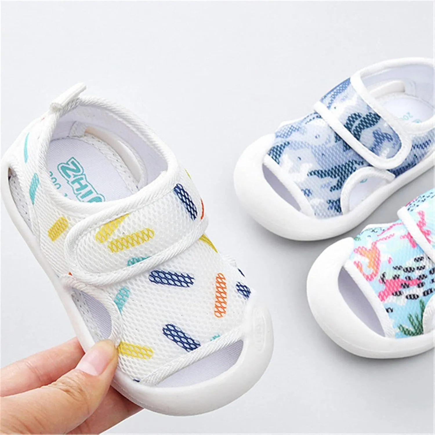 Baby Summer Sandals Breathable Mesh Rubber Sole Non-Slip Outdoor Walking Shoes Non-Slip Sneakers for Boys Girls