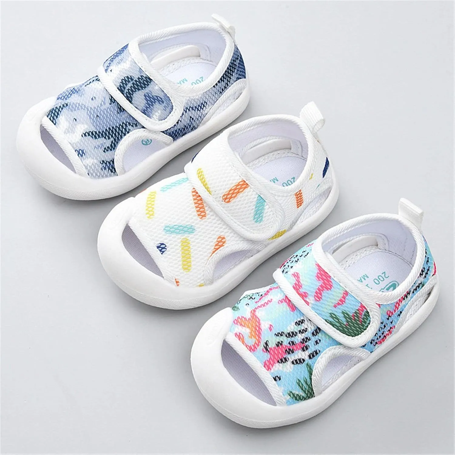 Baby Summer Sandals Breathable Mesh Rubber Sole Non-Slip Outdoor Walking Shoes Non-Slip Sneakers for Boys Girls
