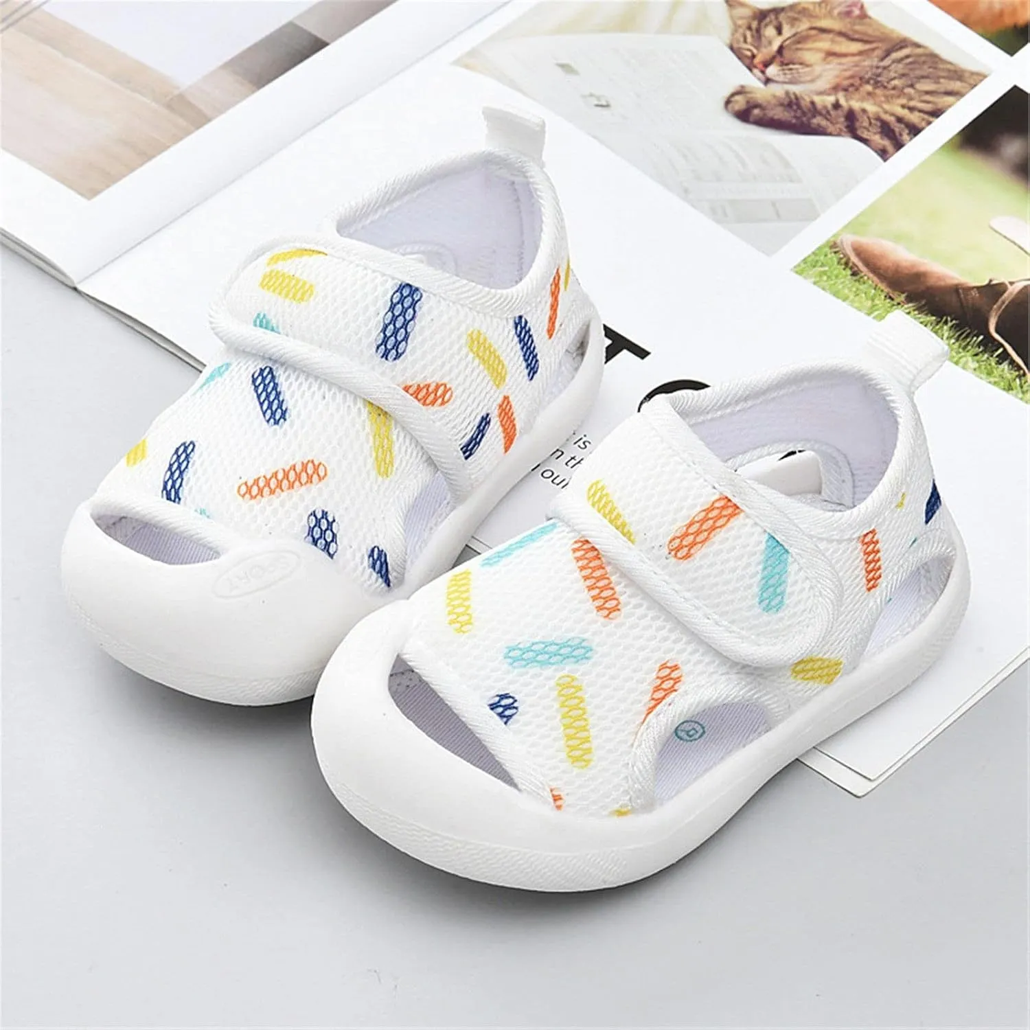 Baby Summer Sandals Breathable Mesh Rubber Sole Non-Slip Outdoor Walking Shoes Non-Slip Sneakers for Boys Girls