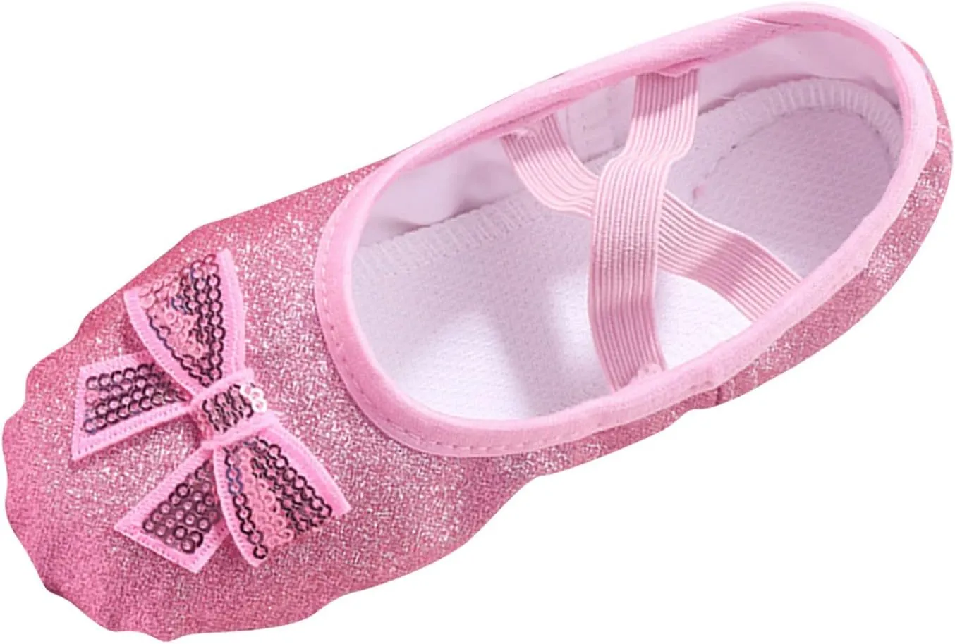 Ballet Glitter Shoes for Girls Satin Dance Practice Slippers Split Soft Leather Flat Sole Yoga Gymnastics Shoes