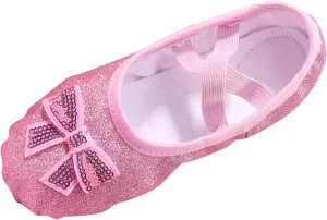 Ballet Glitter Shoes for Girls Satin Dance Practice Slippers Split Soft Leather Flat Sole Yoga Gymnastics Shoes