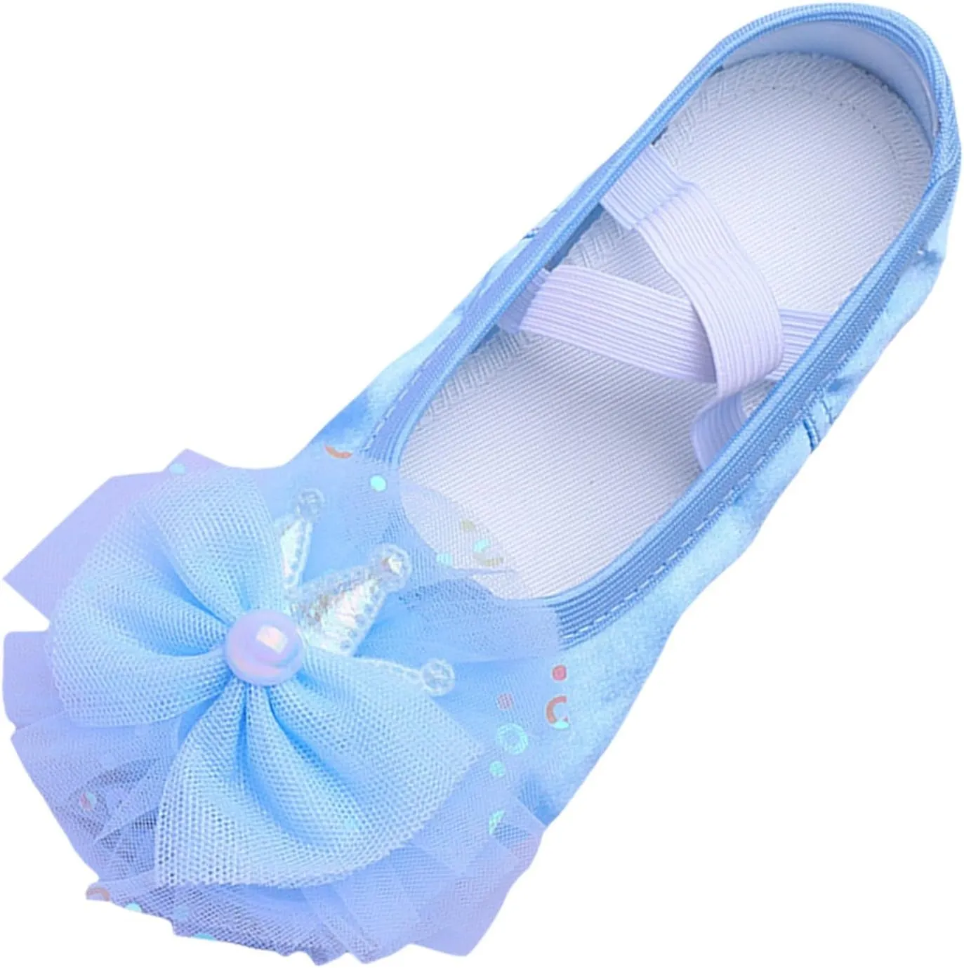 Ballet Shoes for Girls Cute Lace Mesh Bowknot Dance Slippers Toddler Kids Canvas Dancing Shoes with Elastic Straps