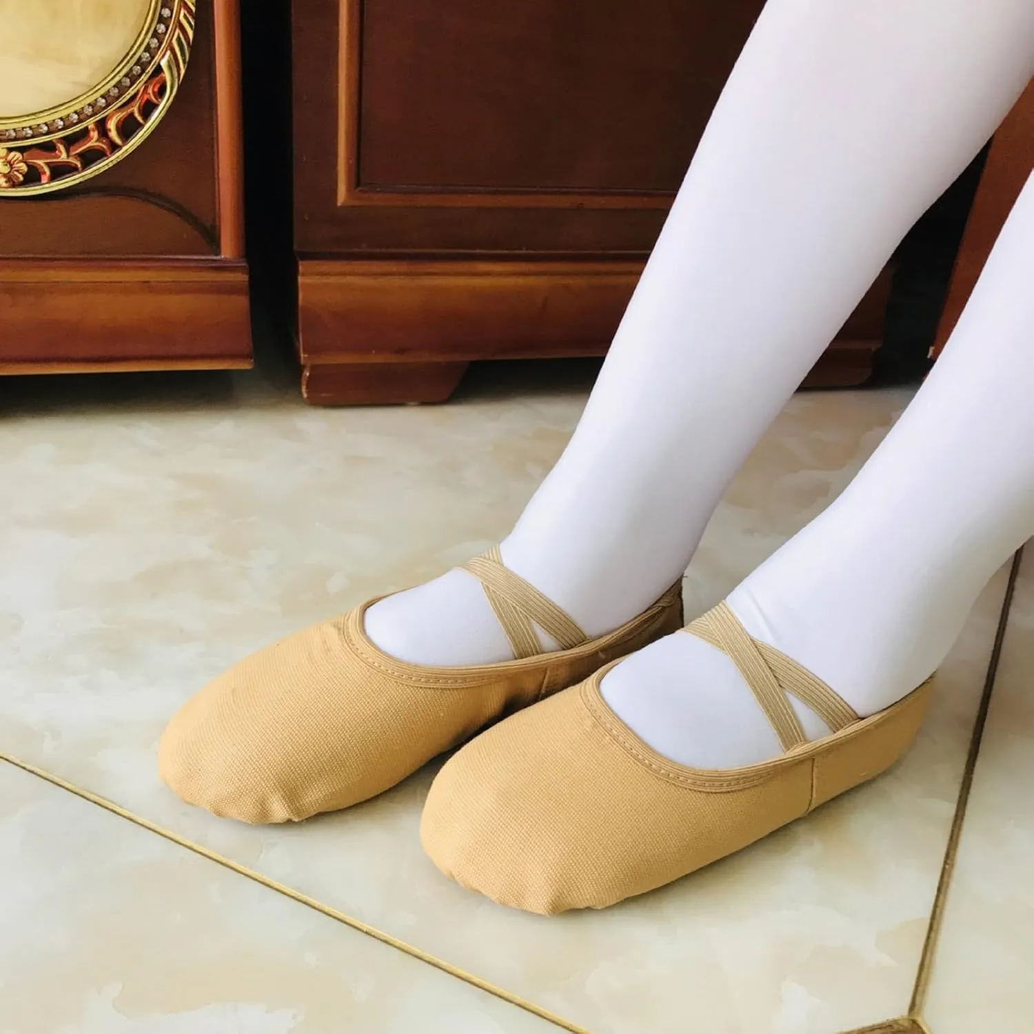 Ballet Shoes for Girls Kids Toddler Shoes Boys Ballet Slippers Soft Canvas No-Tie Dance Shoes Slip On with Elastic