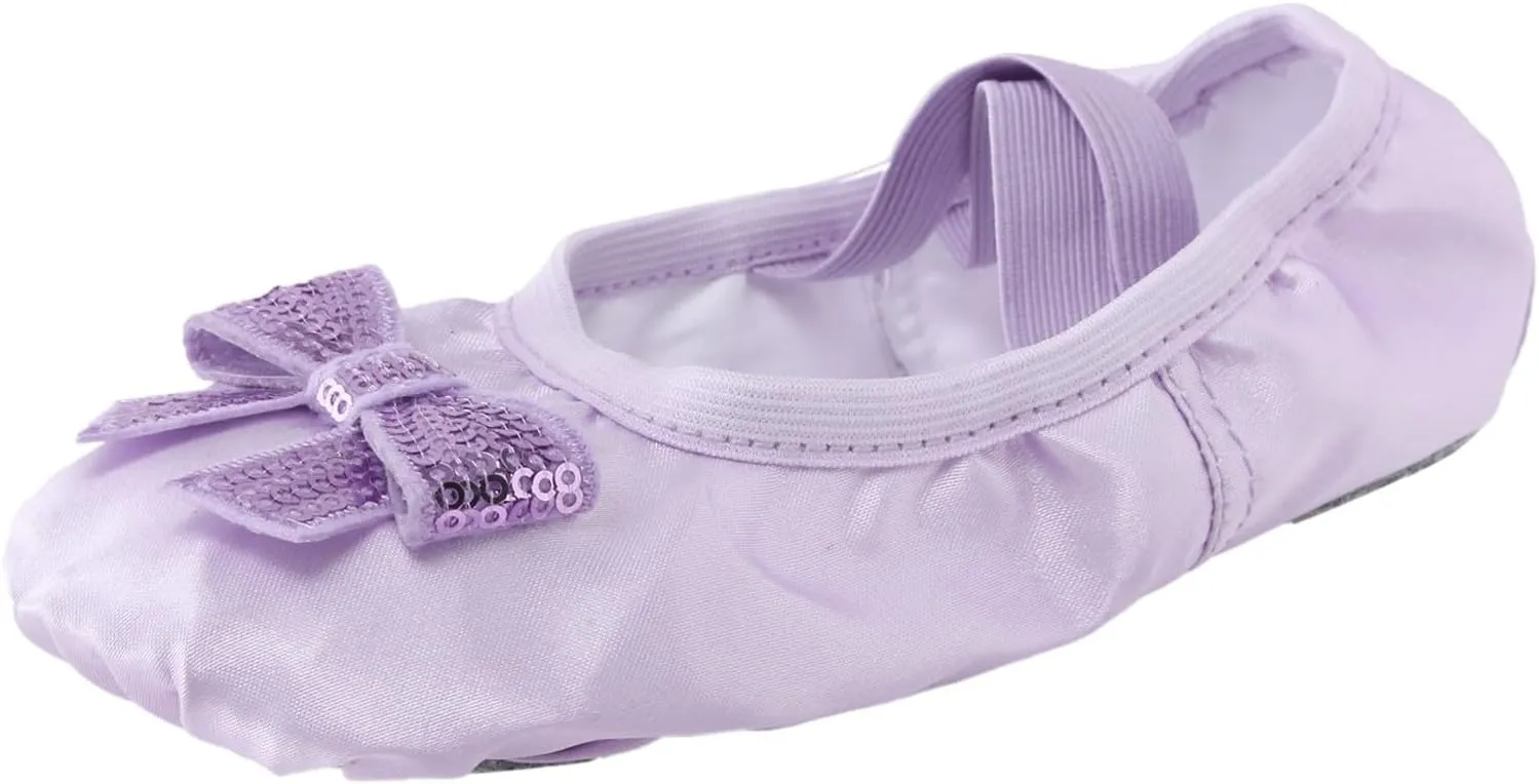 Ballet Shoes for Girls Toddler Kids Canvas Dance Slippers Trendy Sequins Bowknot Dancing Shoes with Elastic Straps