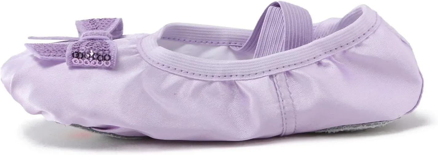 Ballet Shoes for Girls Toddler Kids Canvas Dance Slippers Trendy Sequins Bowknot Dancing Shoes with Elastic Straps