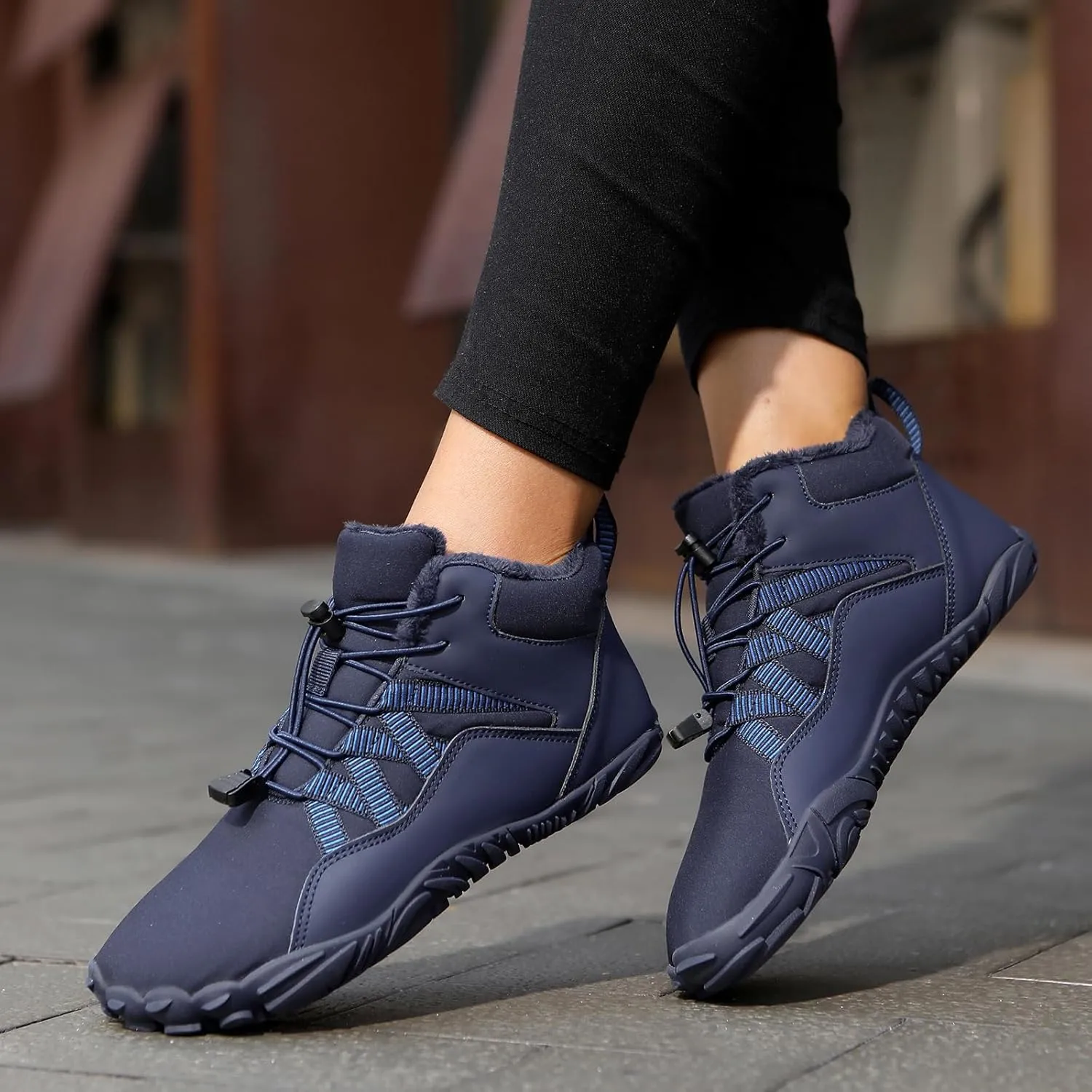 Barefoot Hiking Shoes Women Men Winter Warm Wide Toe Box Snow Boots Minimalist Zero Drop Outdoor Shoe Non Slip Soft Sole Sneakers Comfort Outdoor Ankle Booties Five Finger Sneakers Hike Walking Shoes