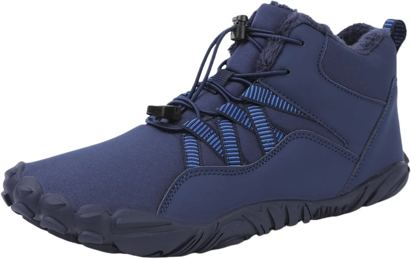 Barefoot Hiking Shoes Women Men Winter Warm Wide Toe Box Snow Boots Minimalist Zero Drop Outdoor Shoe Non Slip Soft Sole Sneakers Comfort Outdoor Ankle Booties Five Finger Sneakers Hike Walking Shoes