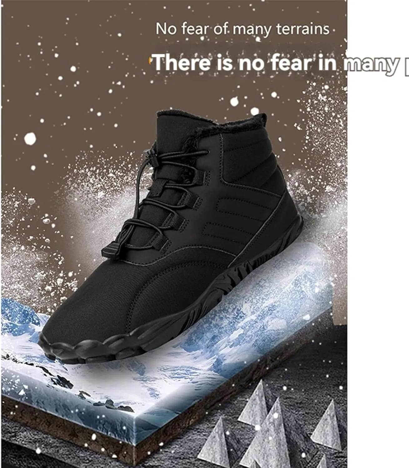 Barefoot Hiking Shoes Women Men Winter Warm Wide Toe Box Snow Boots Minimalist Zero Drop Outdoor Shoe Non Slip Soft Sole Sneakers Comfort Outdoor Ankle Booties Five Finger Sneakers Hike Walking Shoes