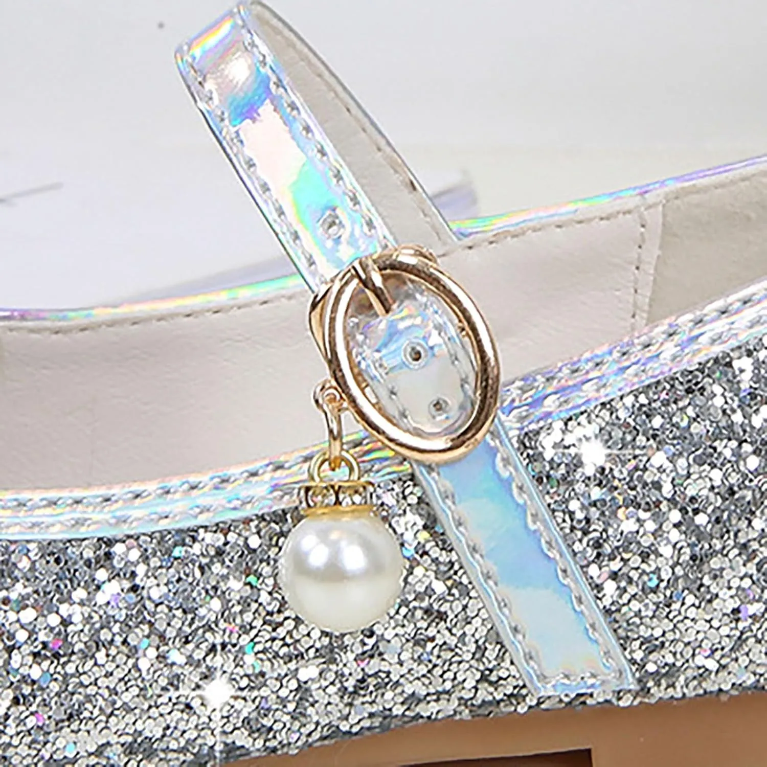 Big Kids Girls Glitter Sequins Mary Jane Shoes, Toddler Girls Flat Bottom Dress Shoes for Wedding Party Shoes
