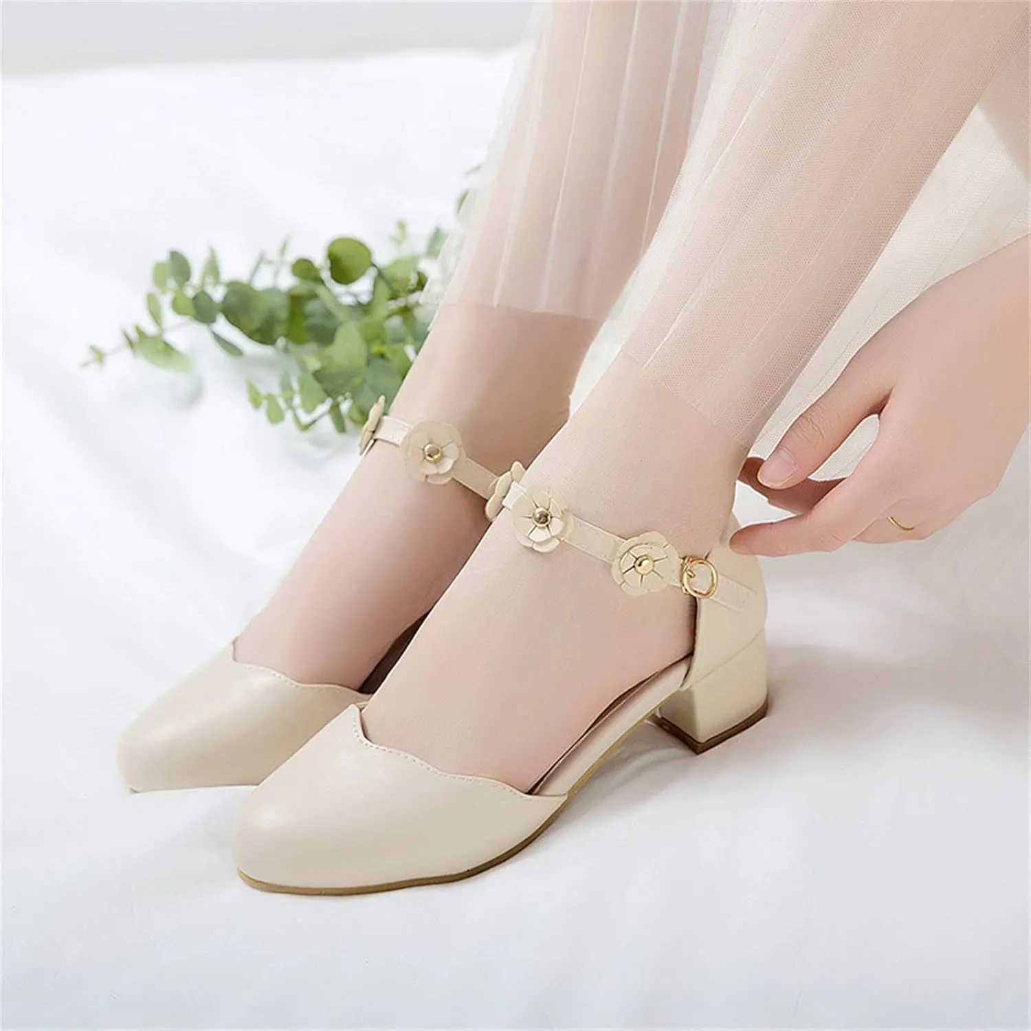 Big Kids Girls Mary ??ane Dress Shoes Pumps Low Heels Flower High School Prom Shoes Kids Summer Sandals