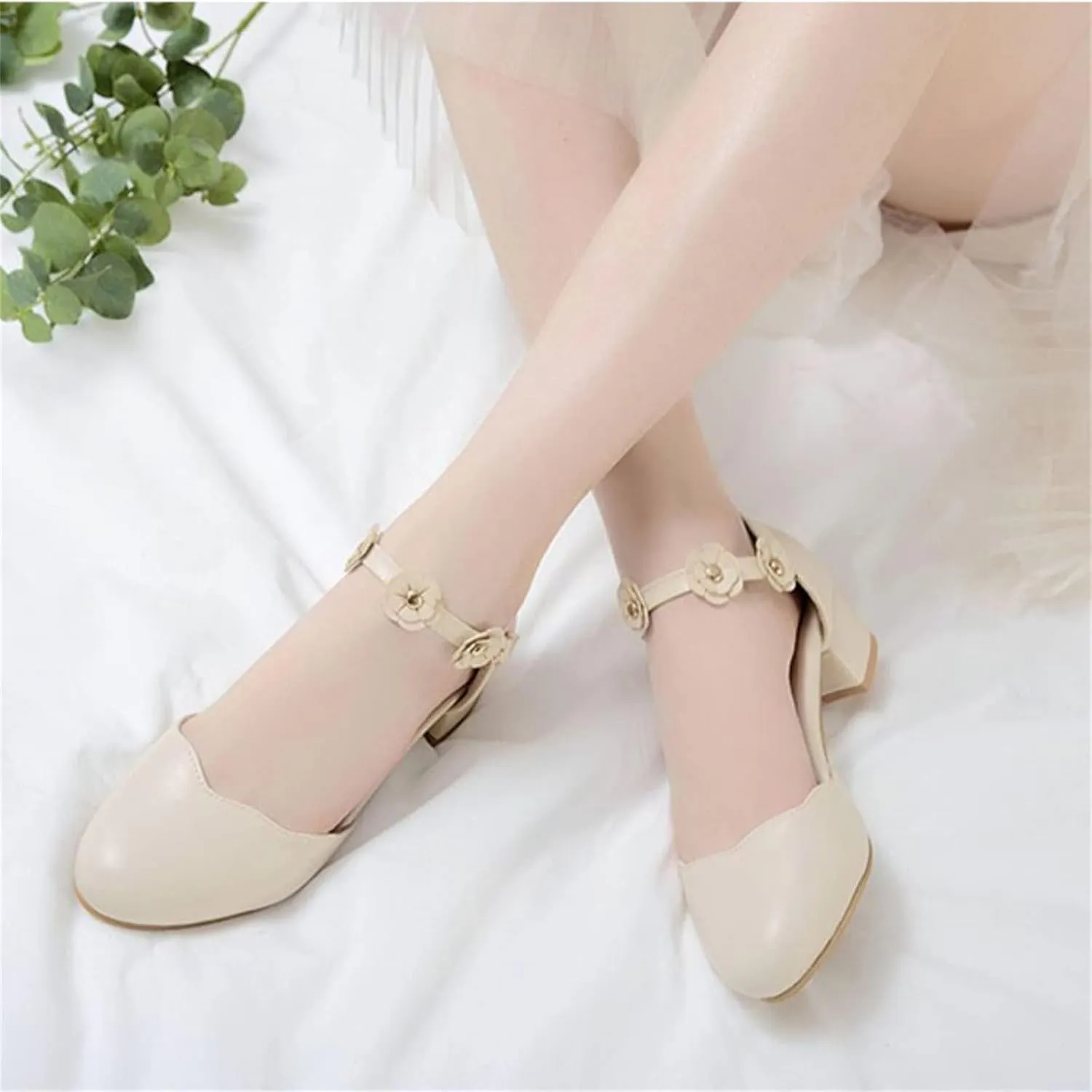 Big Kids Girls Mary ??ane Dress Shoes Pumps Low Heels Flower High School Prom Shoes Kids Summer Sandals