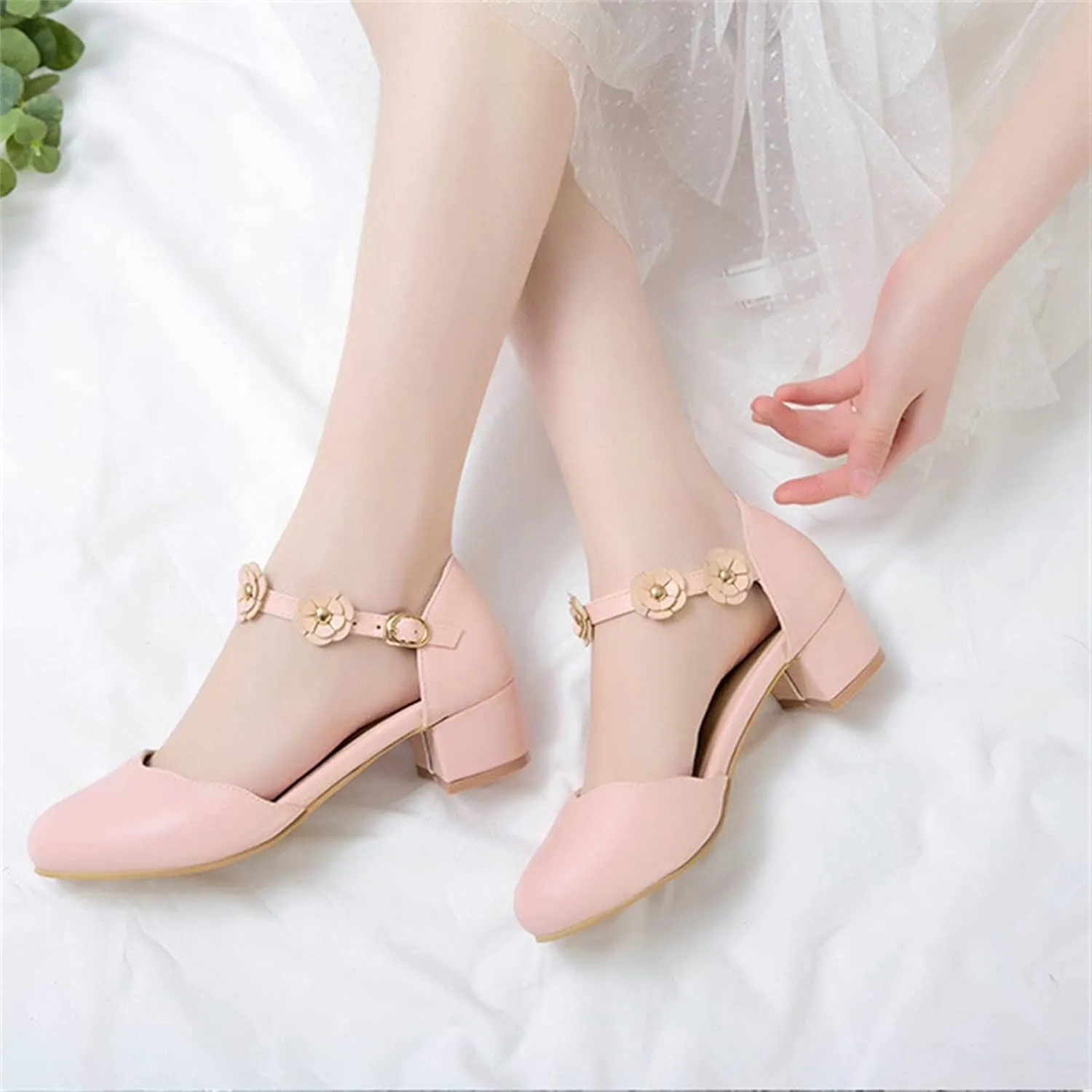 Big Kids Girls Mary ??ane Dress Shoes Pumps Low Heels Flower High School Prom Shoes Kids Summer Sandals