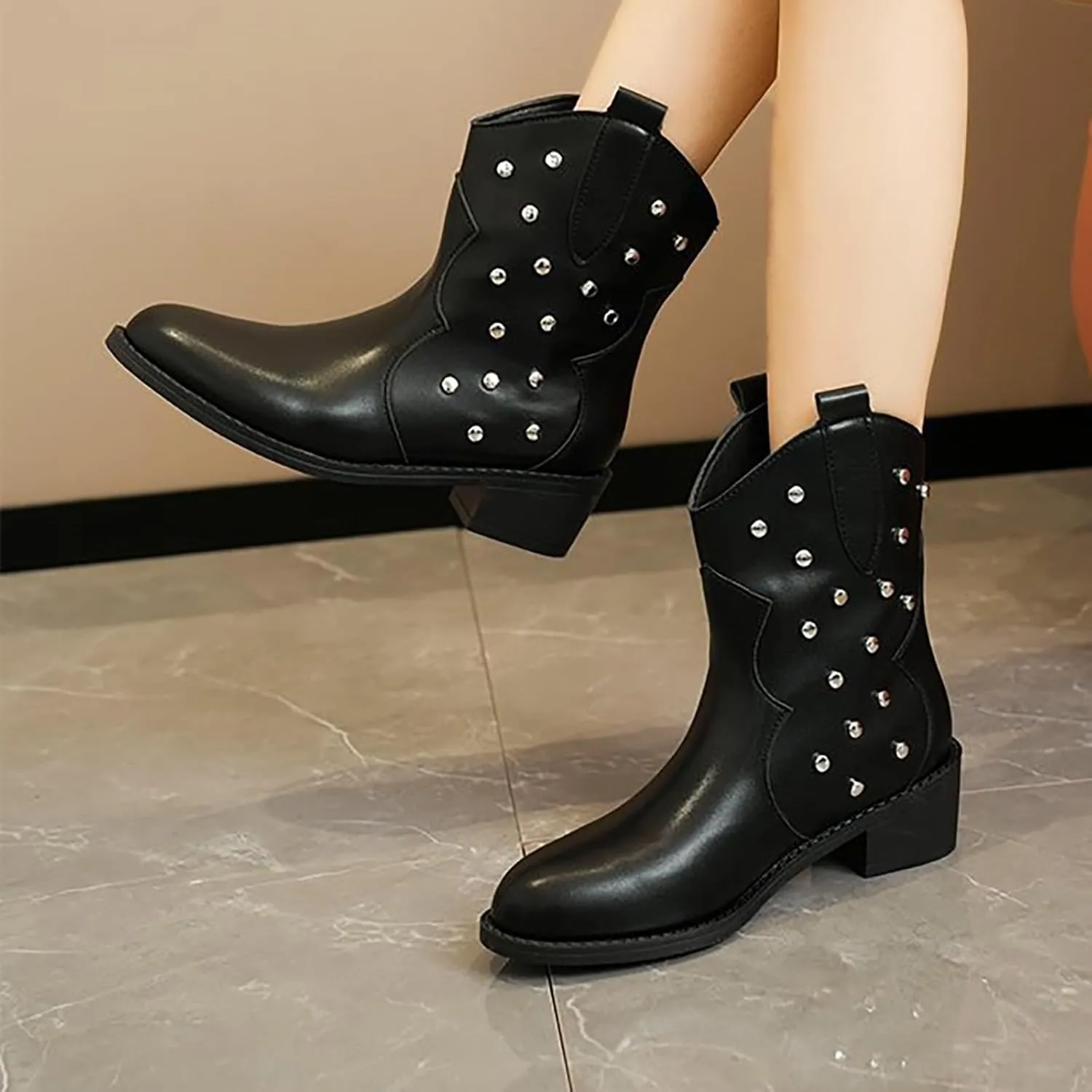 Black Ankle Boots for Women Platform Boots for Women Low Heel Ankle Boots for Women Slip On Booties for Women Boots for Women Ankle Booties Black Boots for Women Ankle Booties