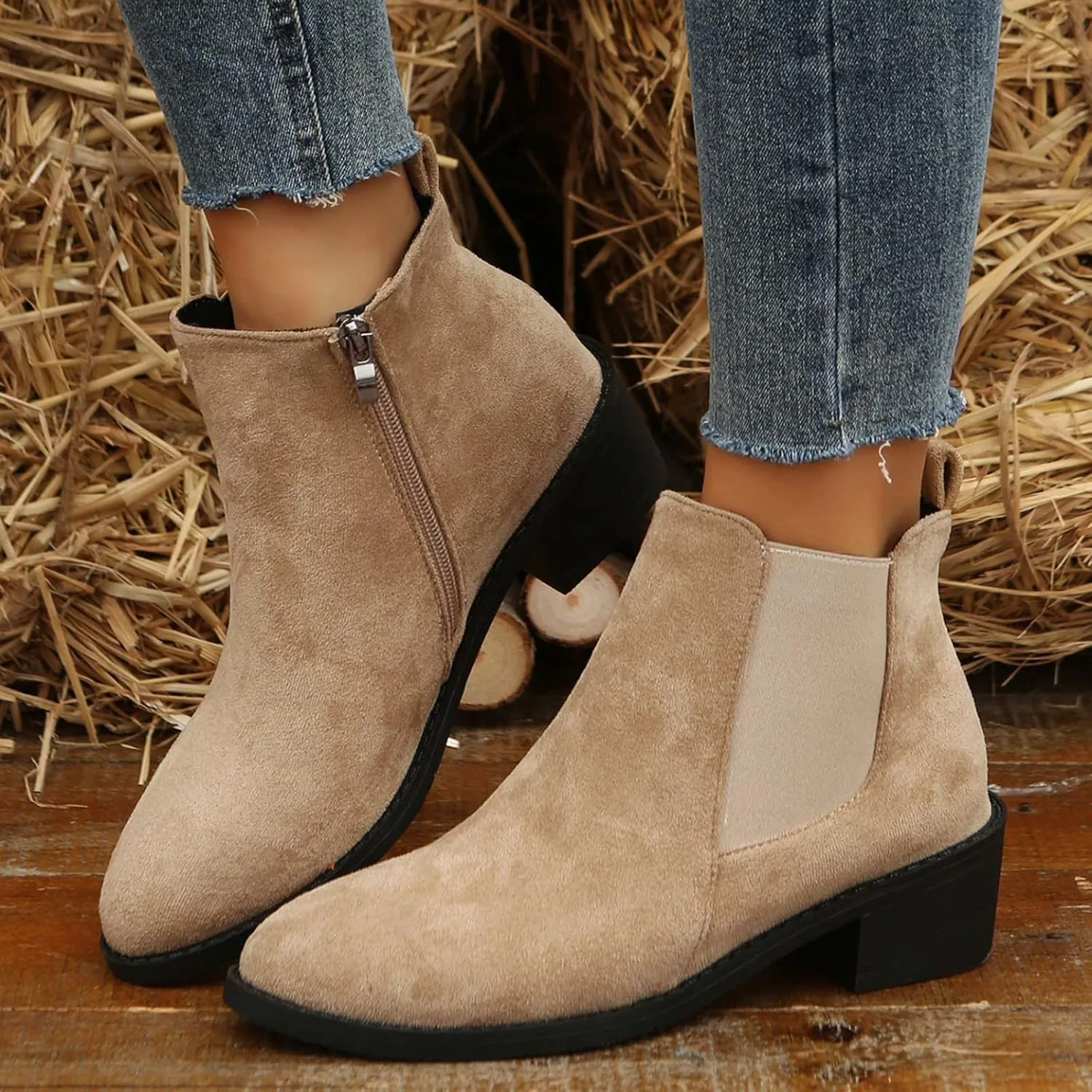 Black Ankle Boots for Women Platform Boots for Women Low Heel Ankle Boots for Women Slip On Booties for Women Boots for Women Ankle Booties Black Boots for Women Ankle Booties