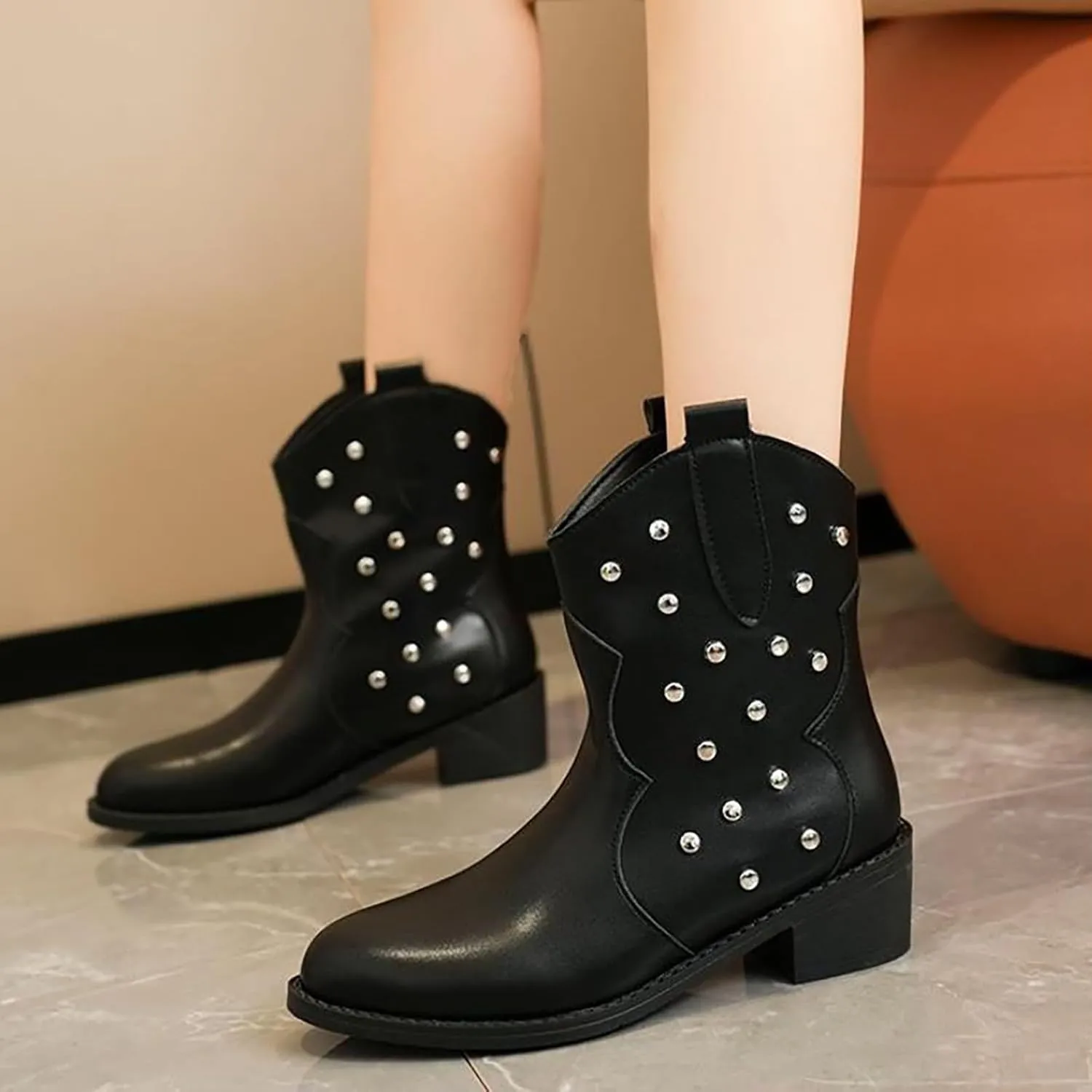 Black Ankle Boots for Women Platform Boots for Women Low Heel Ankle Boots for Women Slip On Booties for Women Boots for Women Ankle Booties Black Boots for Women Ankle Booties